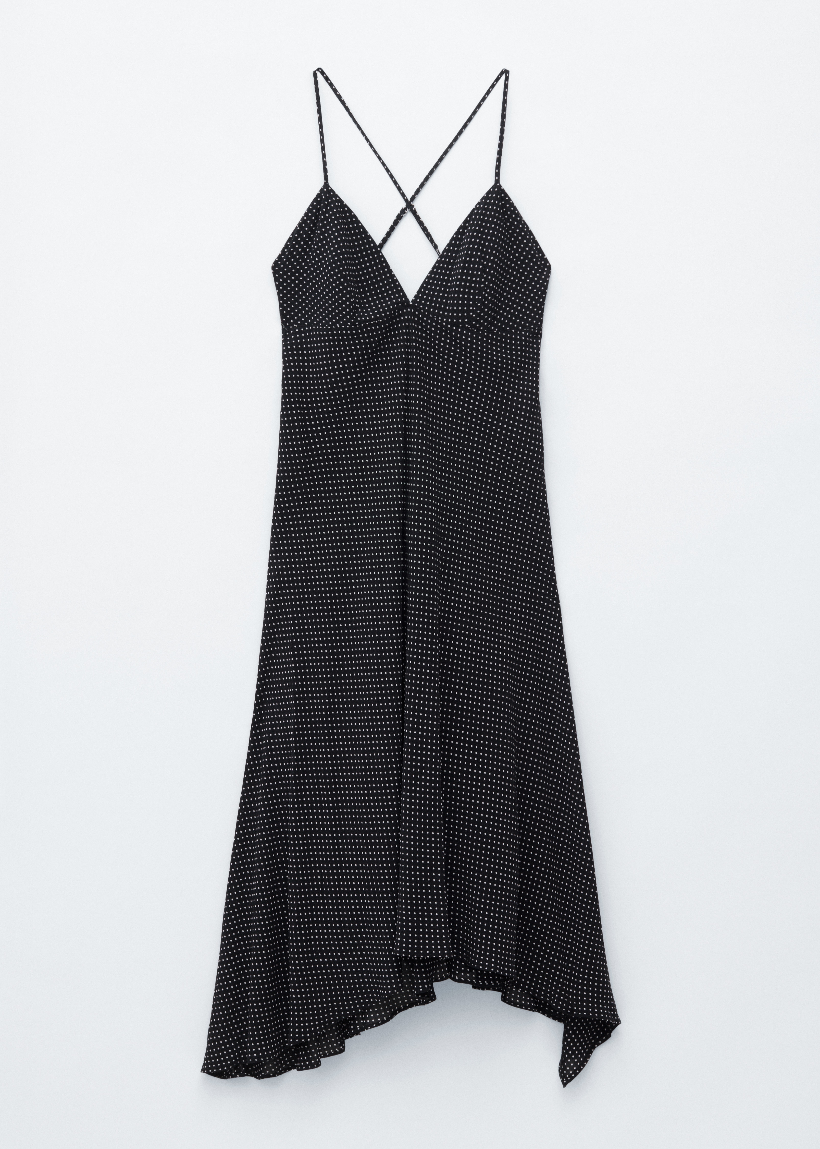 Vestido midi lencero con microlunares - Negro/Microlunares