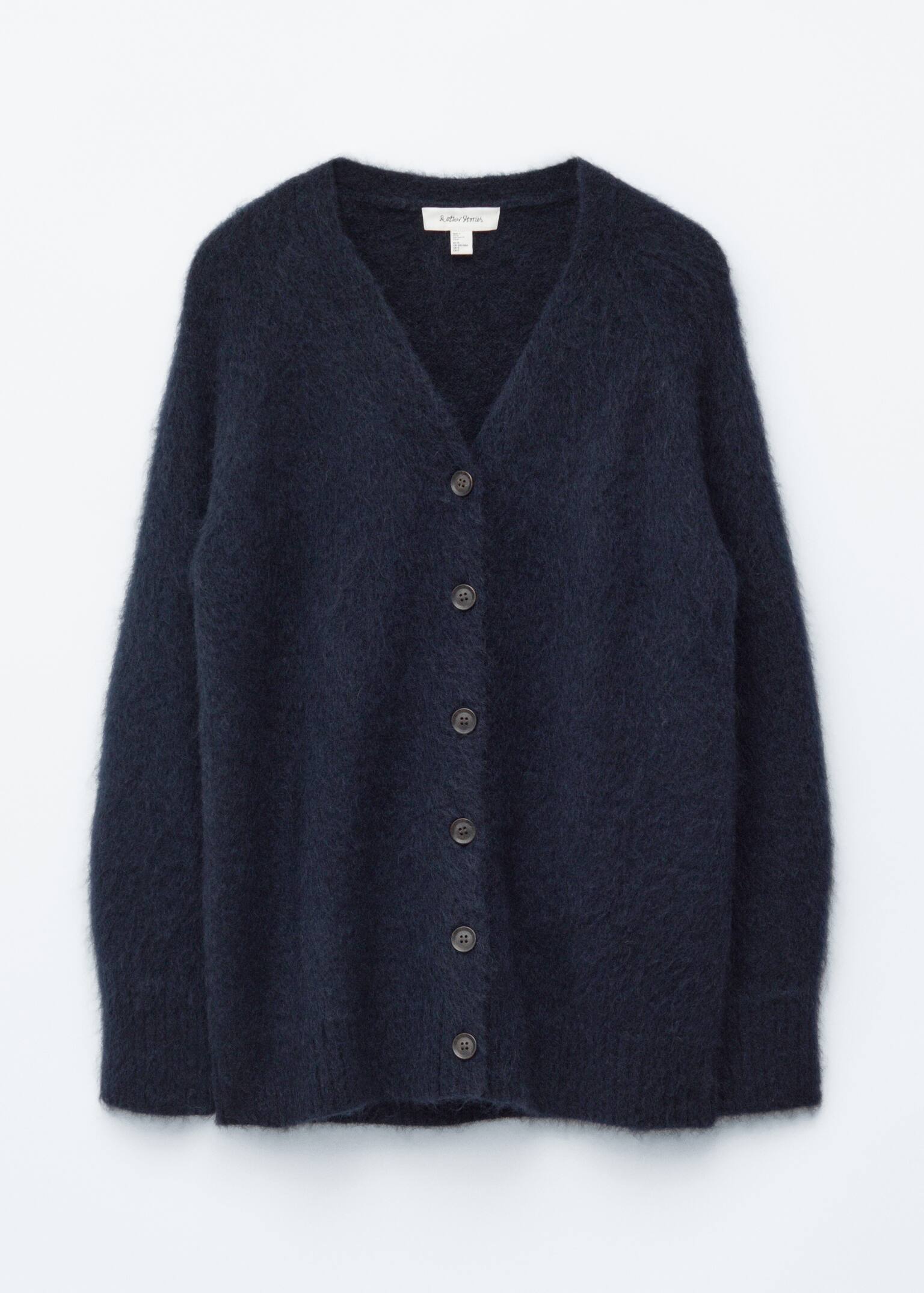 Lange Strickjacke aus Mohair-Mix - Dunkelblau - 2