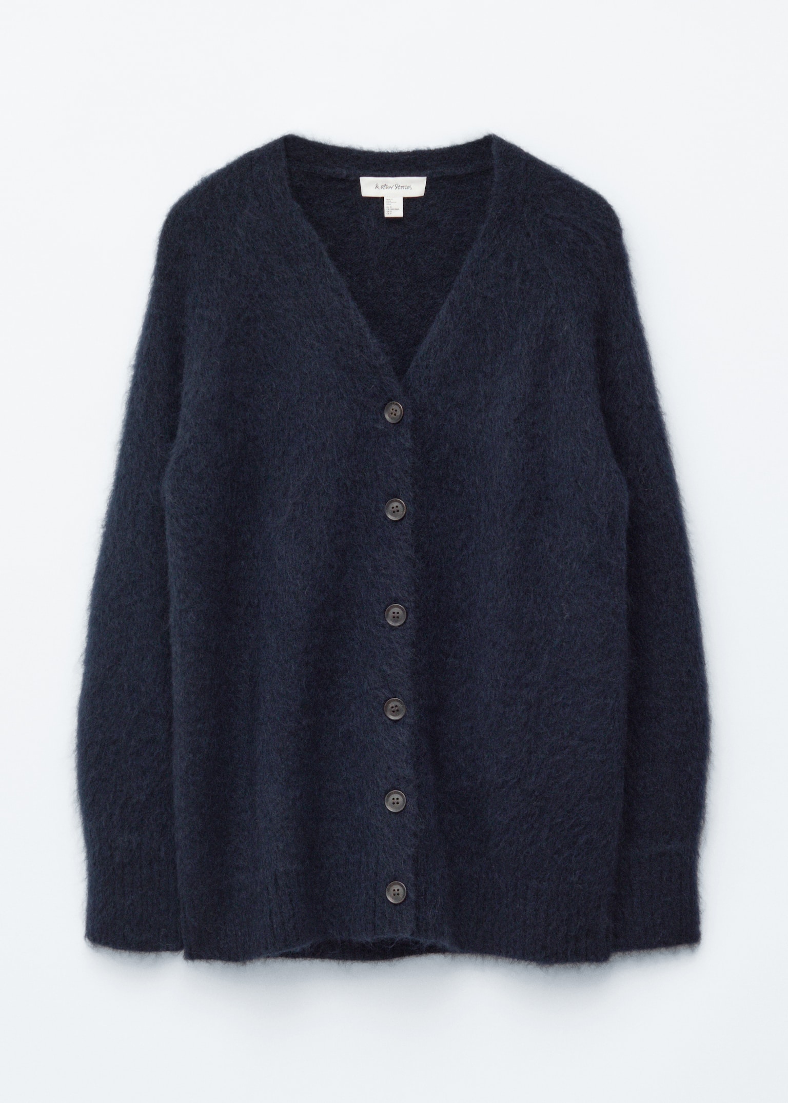 Lange Strickjacke aus Mohair-Mix - Dunkelblau