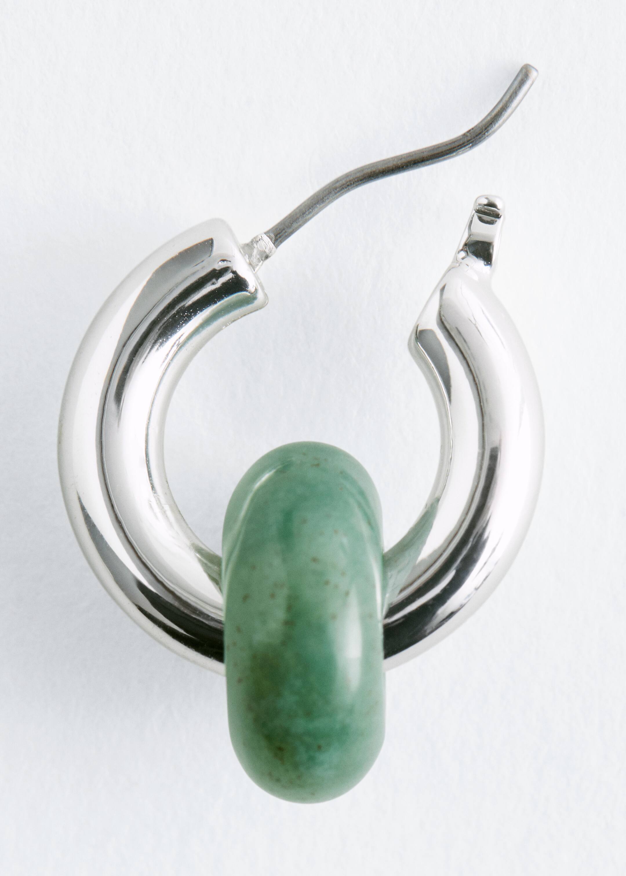 Grösseres Bild ansehen: Creolen mit Steinperlen - Silber/Grün - DAMEN | H&M CH 3