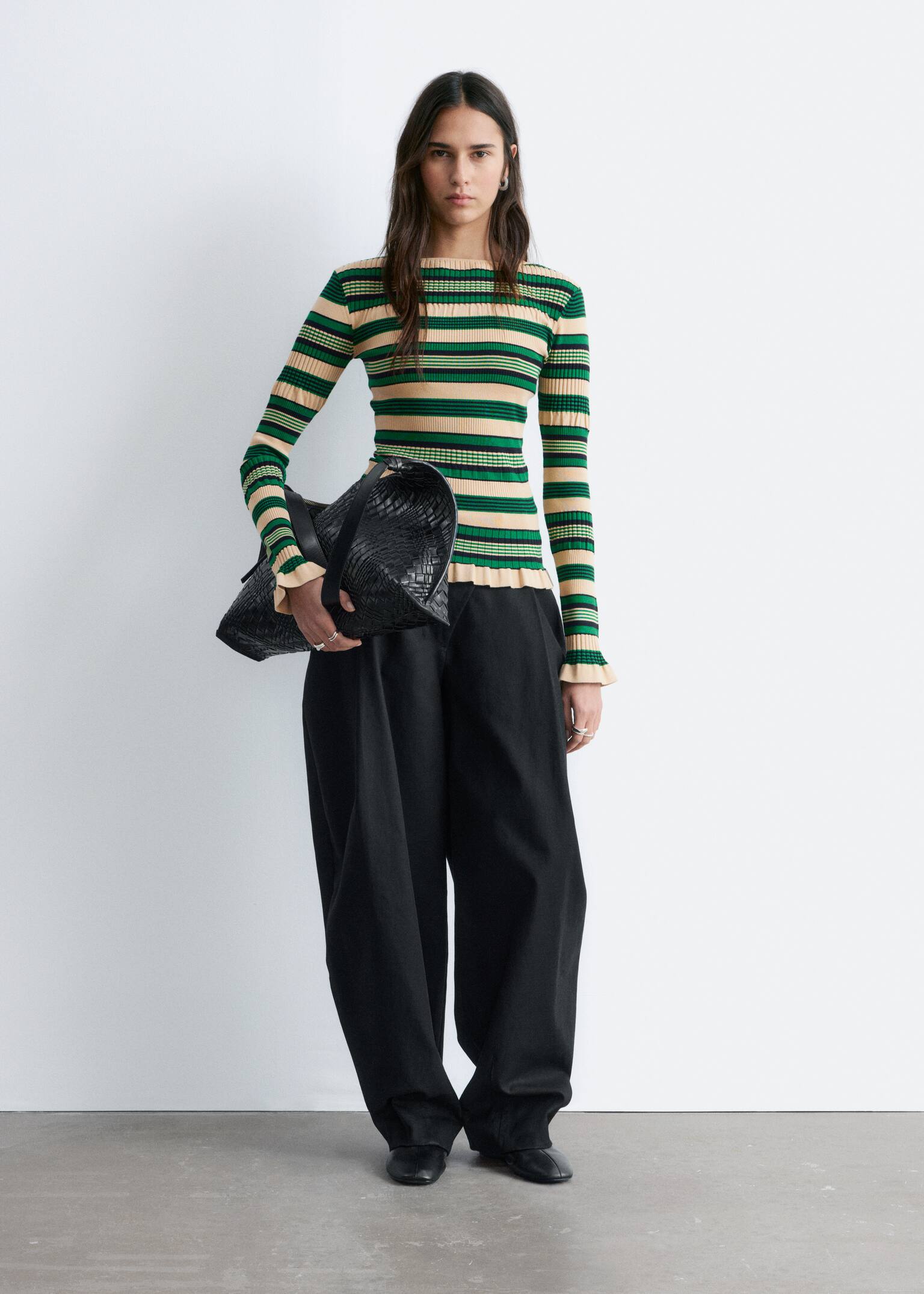 Geripptes Oberteil mit langen Ärmeln - Grün/Beige gestreift/Blau/Schwarz gestreift - 7