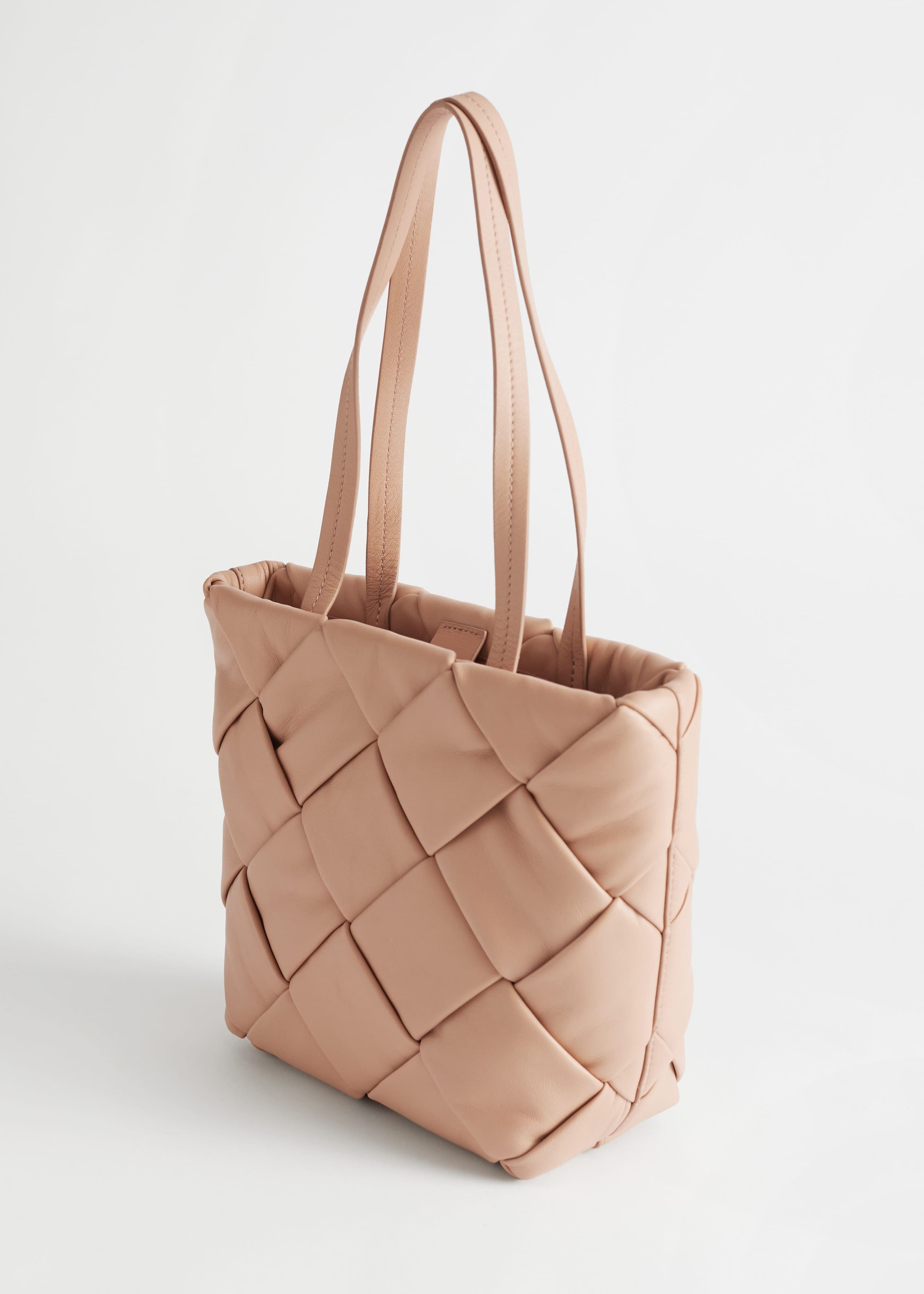Braided Leather Tote Bag - Beige - Stillleben