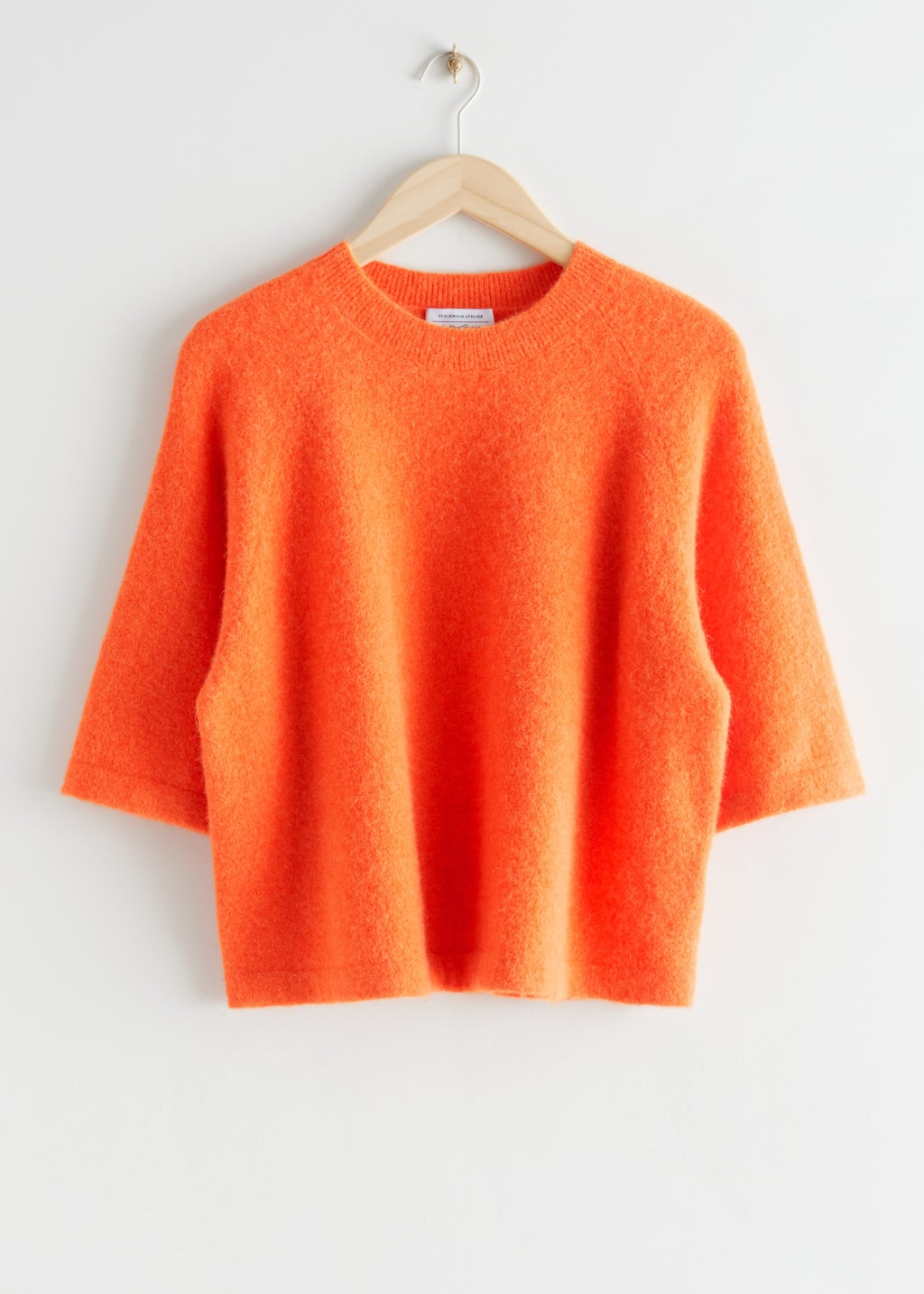Camiseta cuadrada en punto de alpaca - Azul claro jaspeado - Bodegón