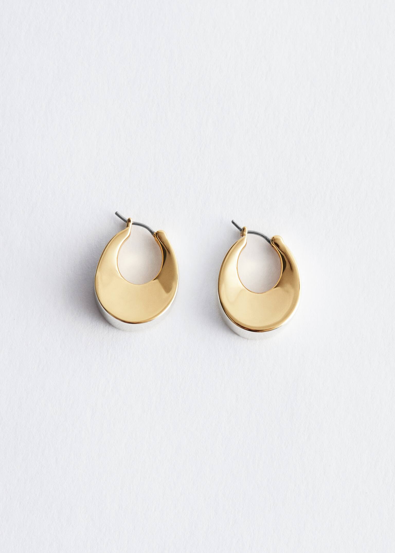 Pendientes de aro en forma de campana bicolor - Oro/Plata