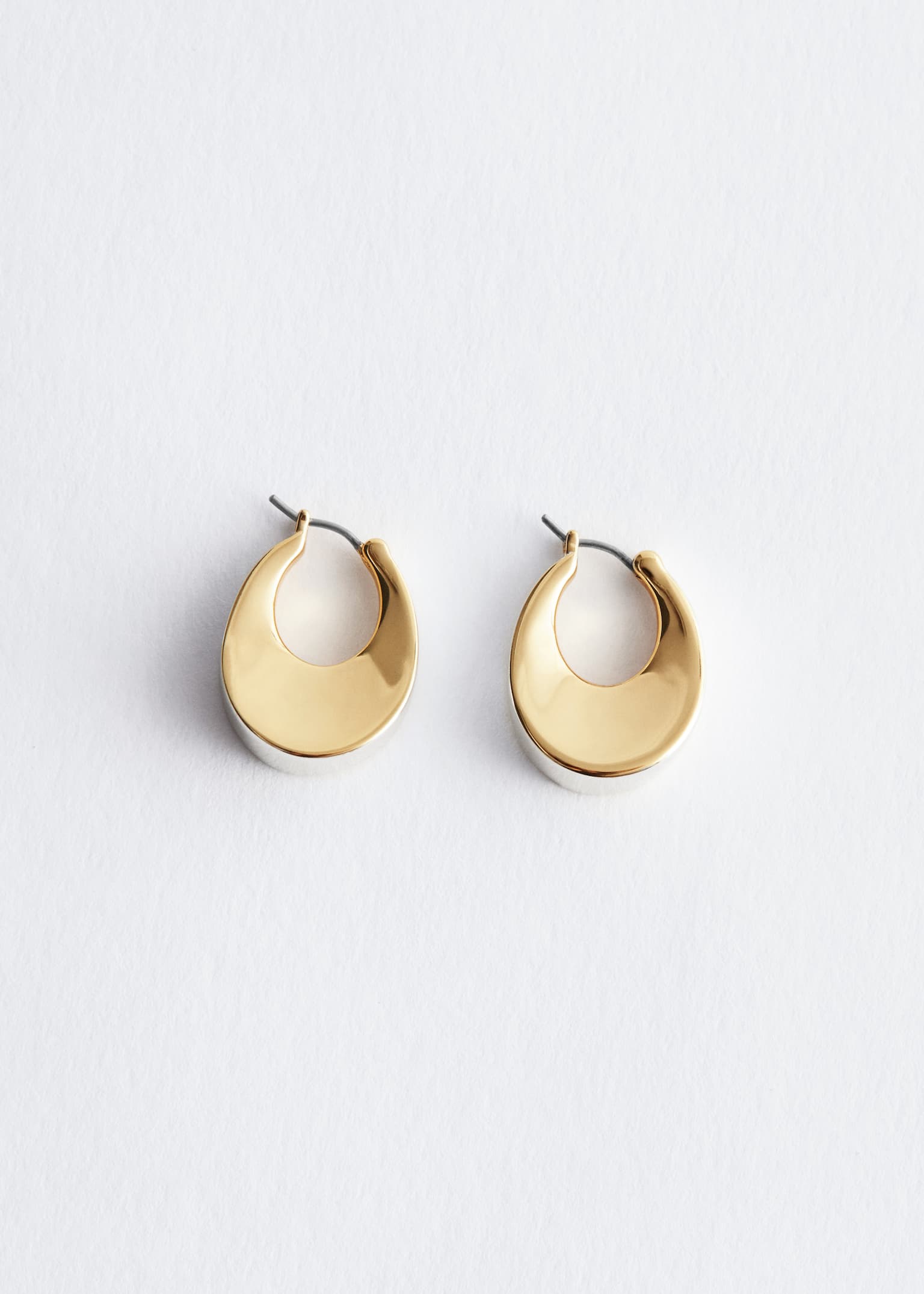 Two-Toned Bell Hoop Earrings - Doré/Argenté