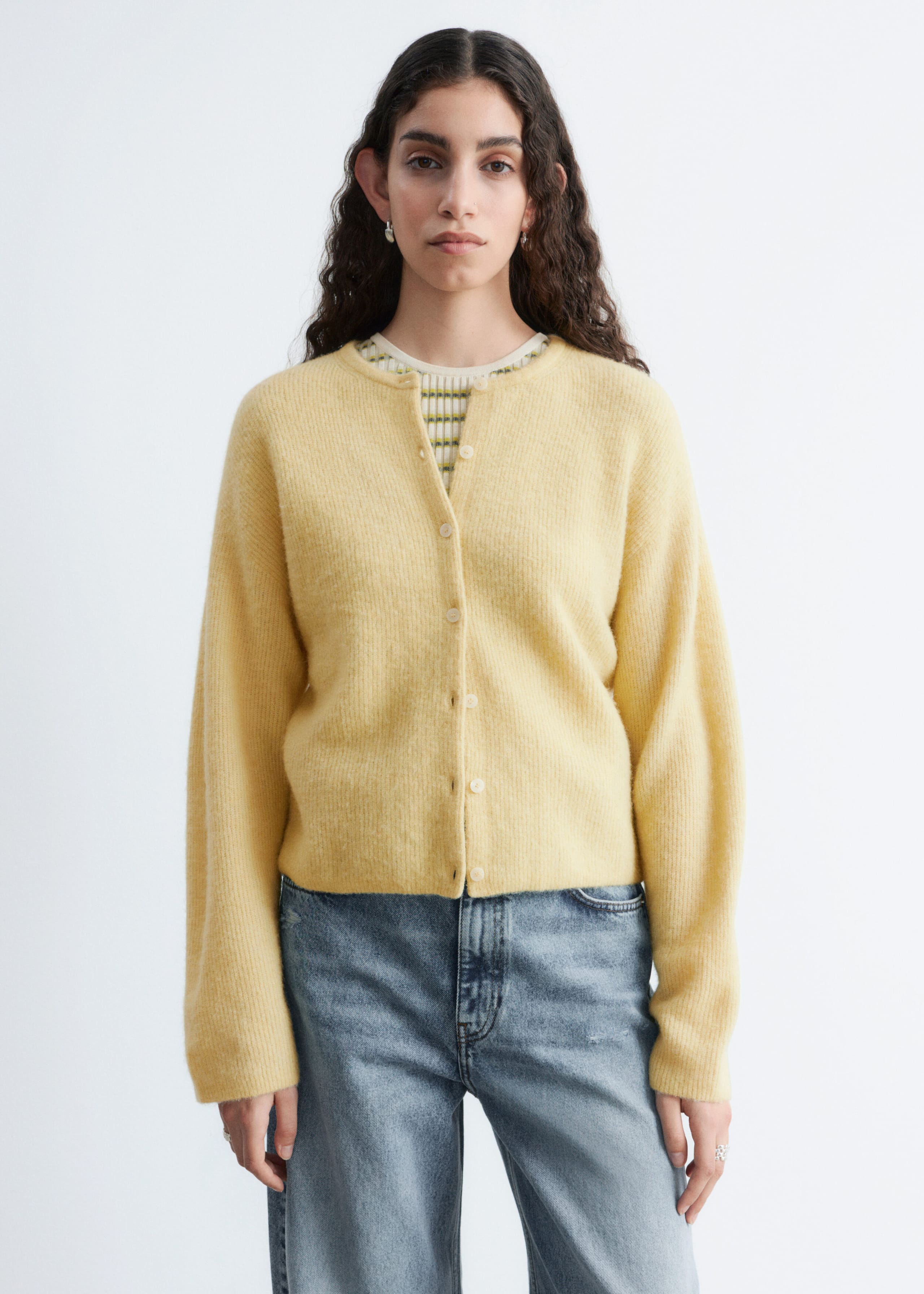 Image of Cárdigan de punto en mezcla de lana de alpaca