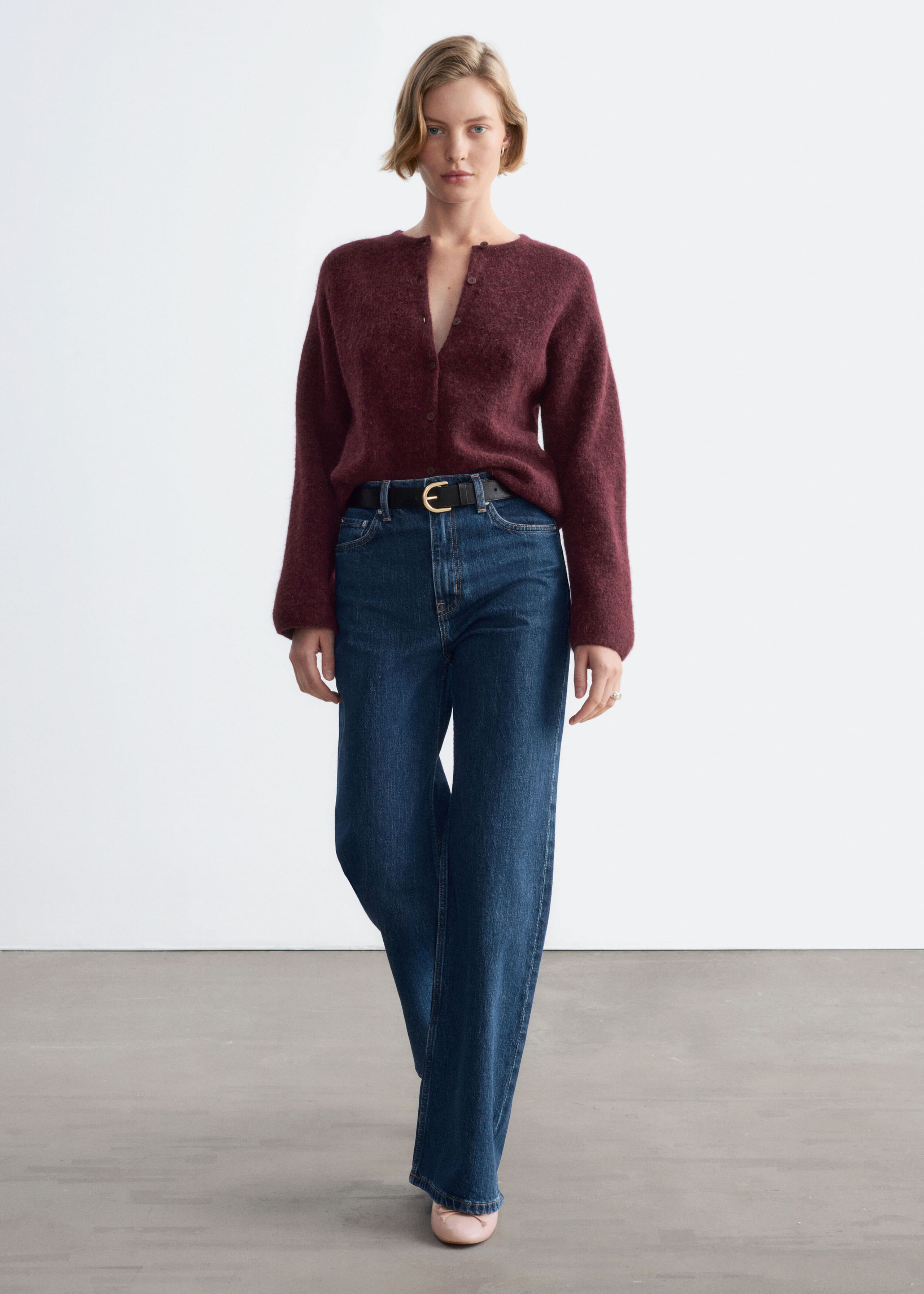 Cardigan en maille d’alpaga mélangé - Bordeaux - Lookbook