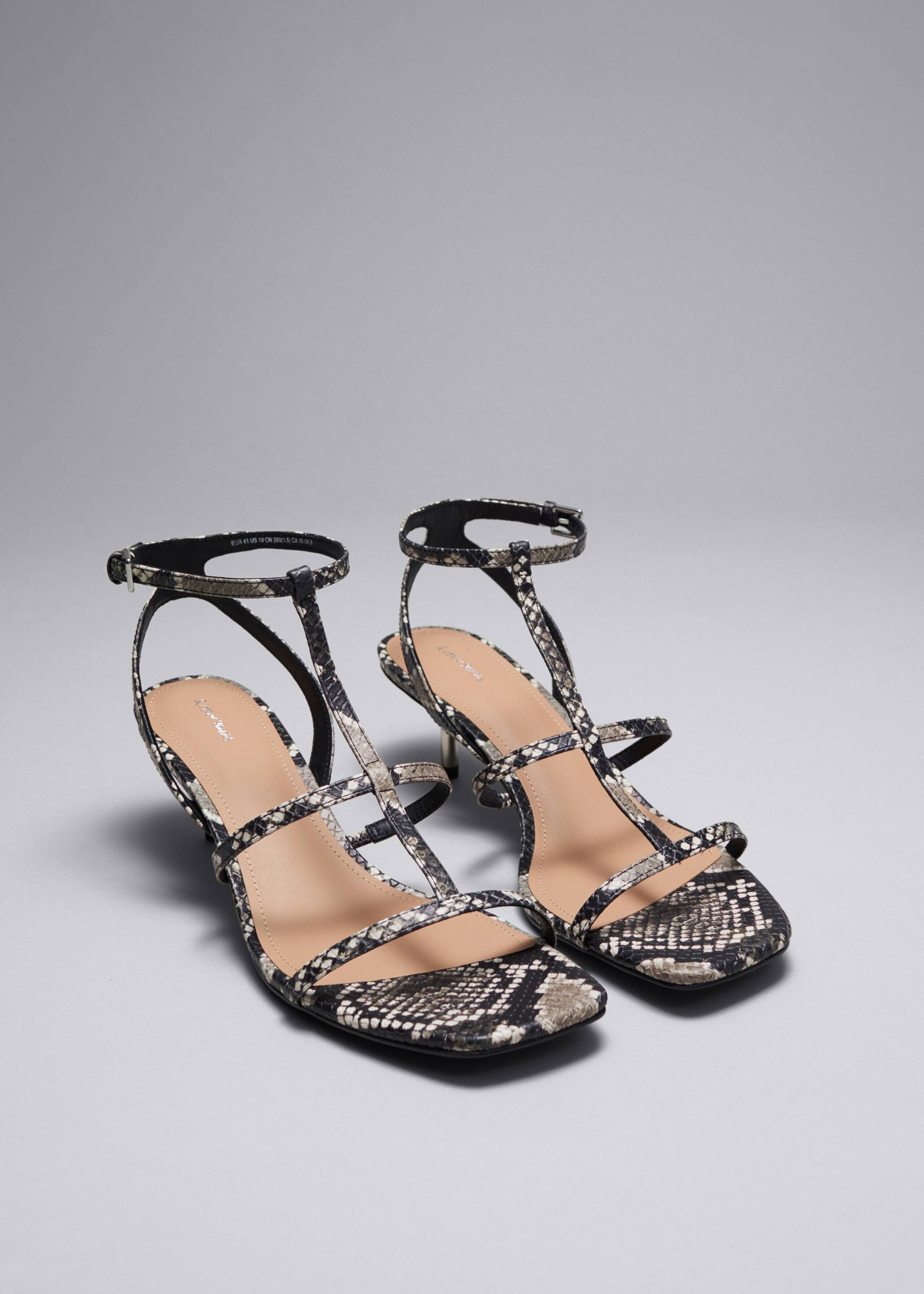 Heeled Leather Sandals - Snake - Still Life