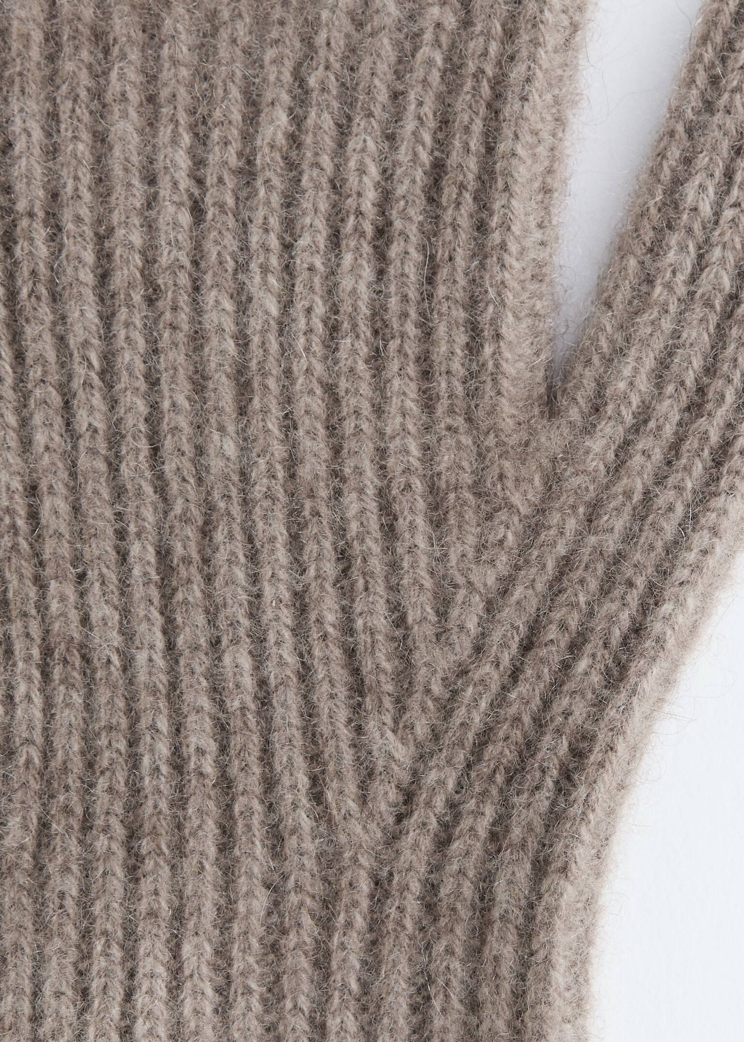Ribbed Cashmere Gloves - Mole/Navy Blue/Black - 3