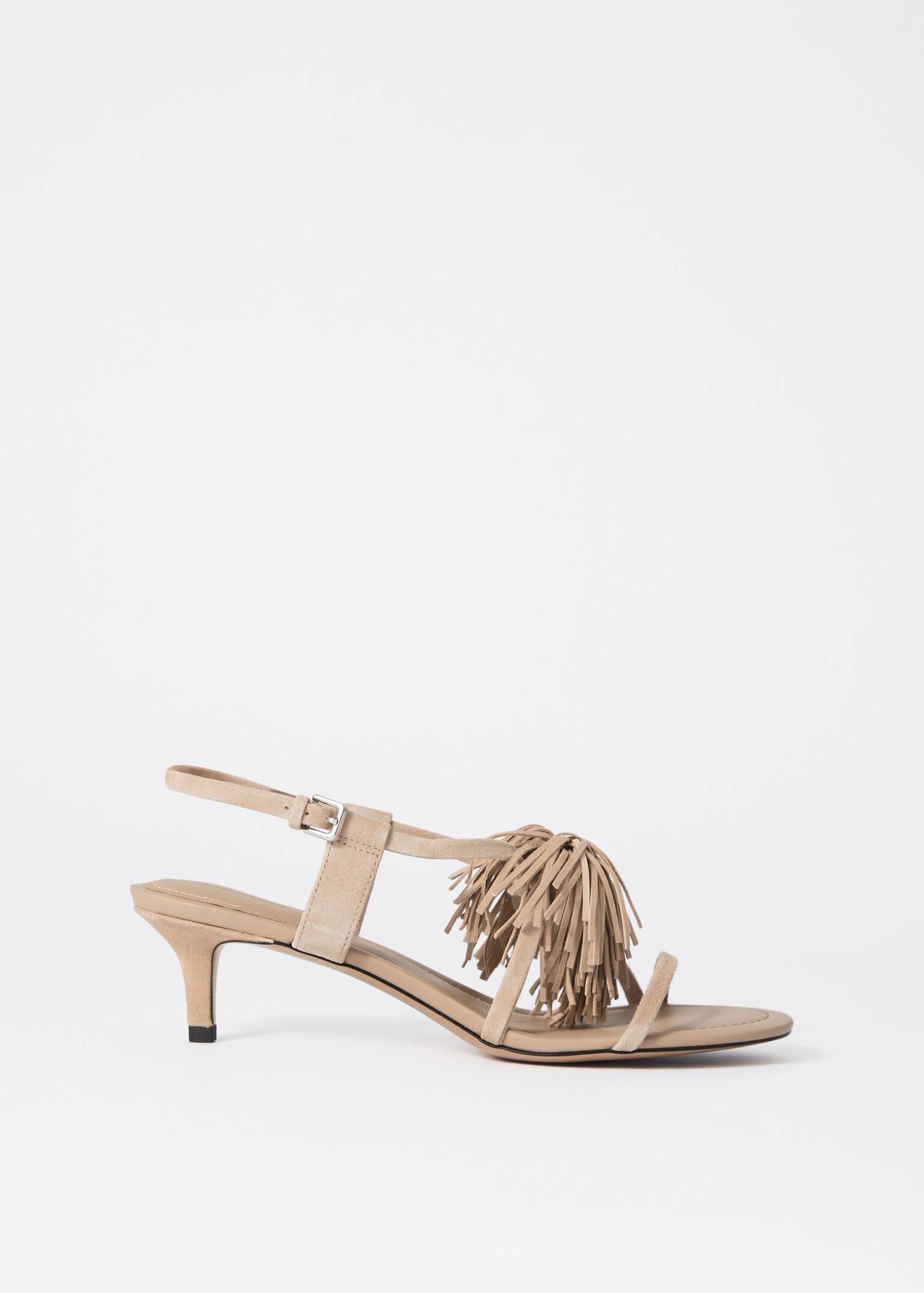 Fringed Leather Sandals - Béžový semiš/Hnědý semiš/Růžová