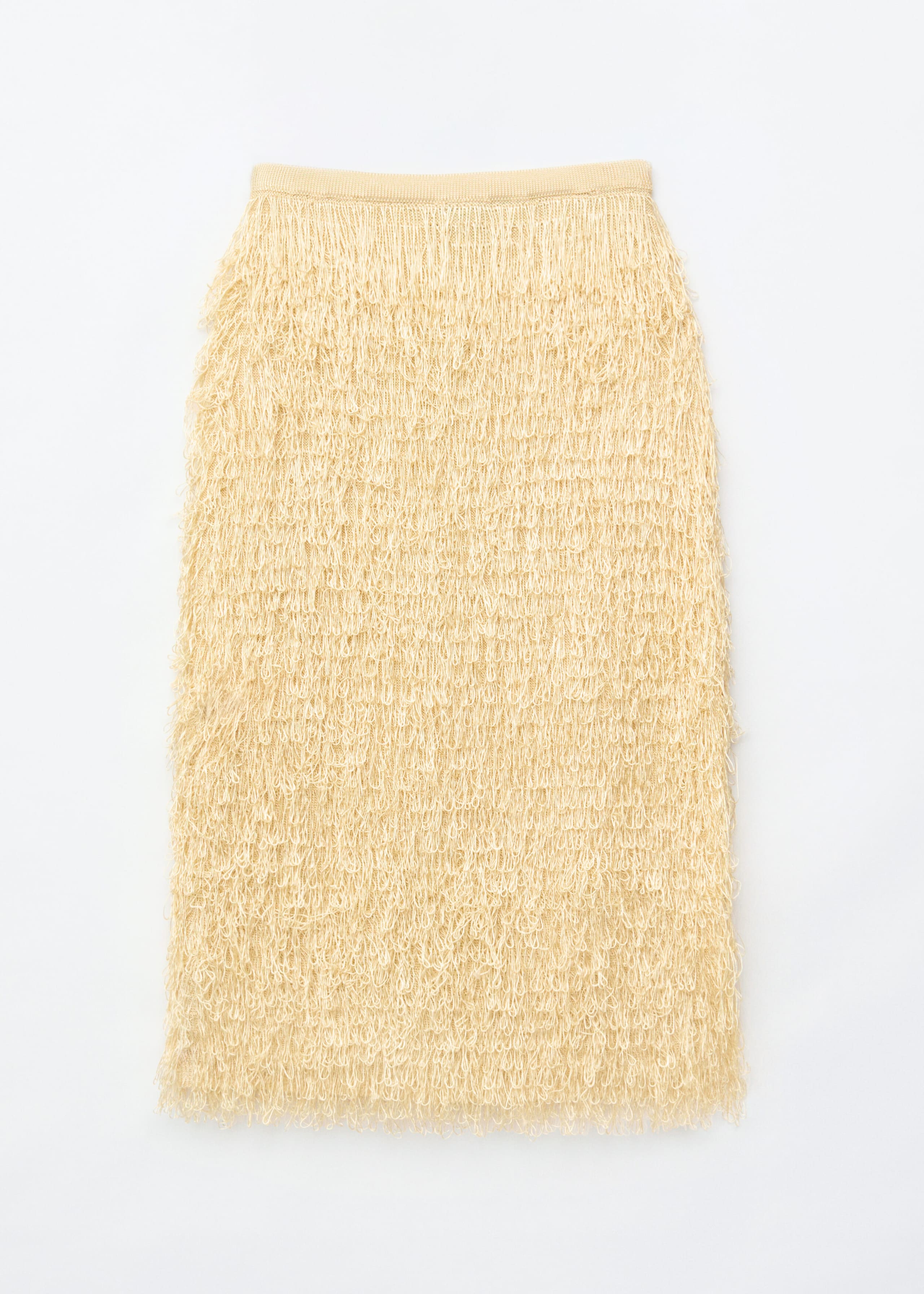 Fringed Pencil Skirt - Cream - Still Life