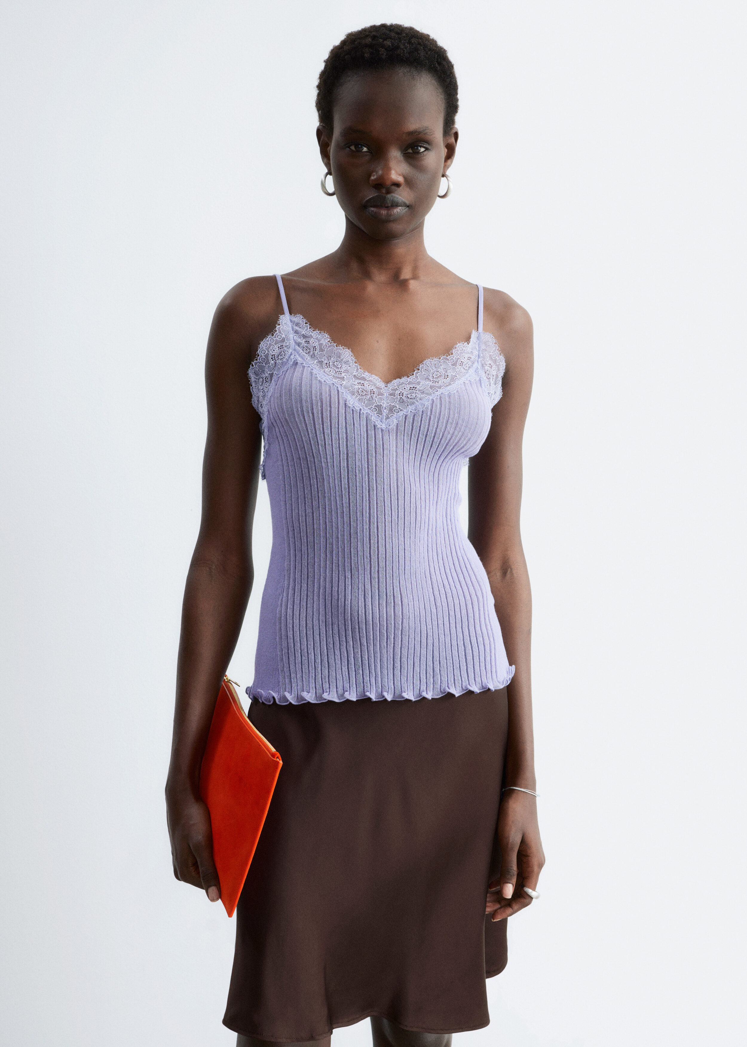 お買得】 トップス rurumu: lace ribbon knit camisole Ainsley Knit