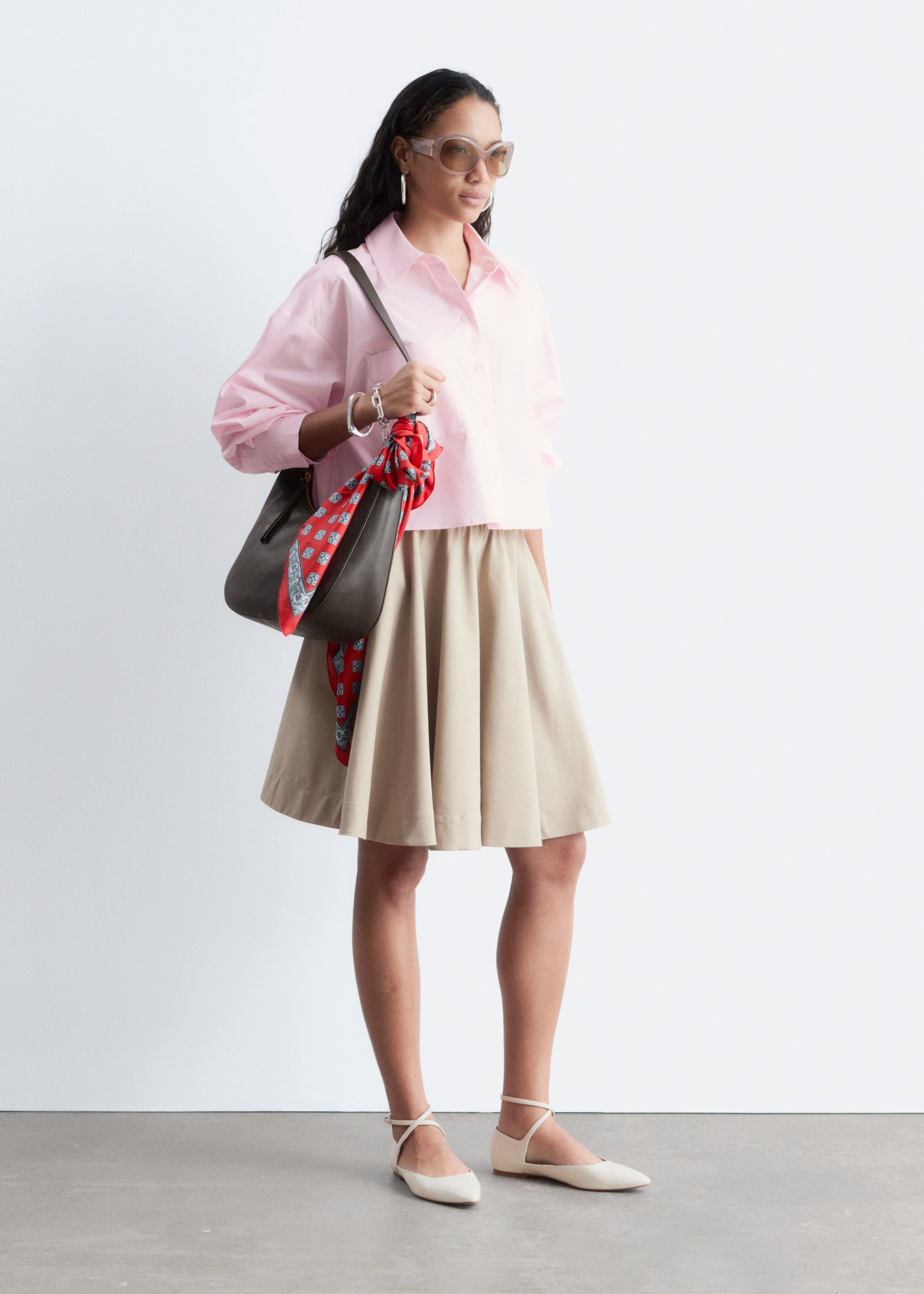 Image of Cropped Oversized Cotton Shirt