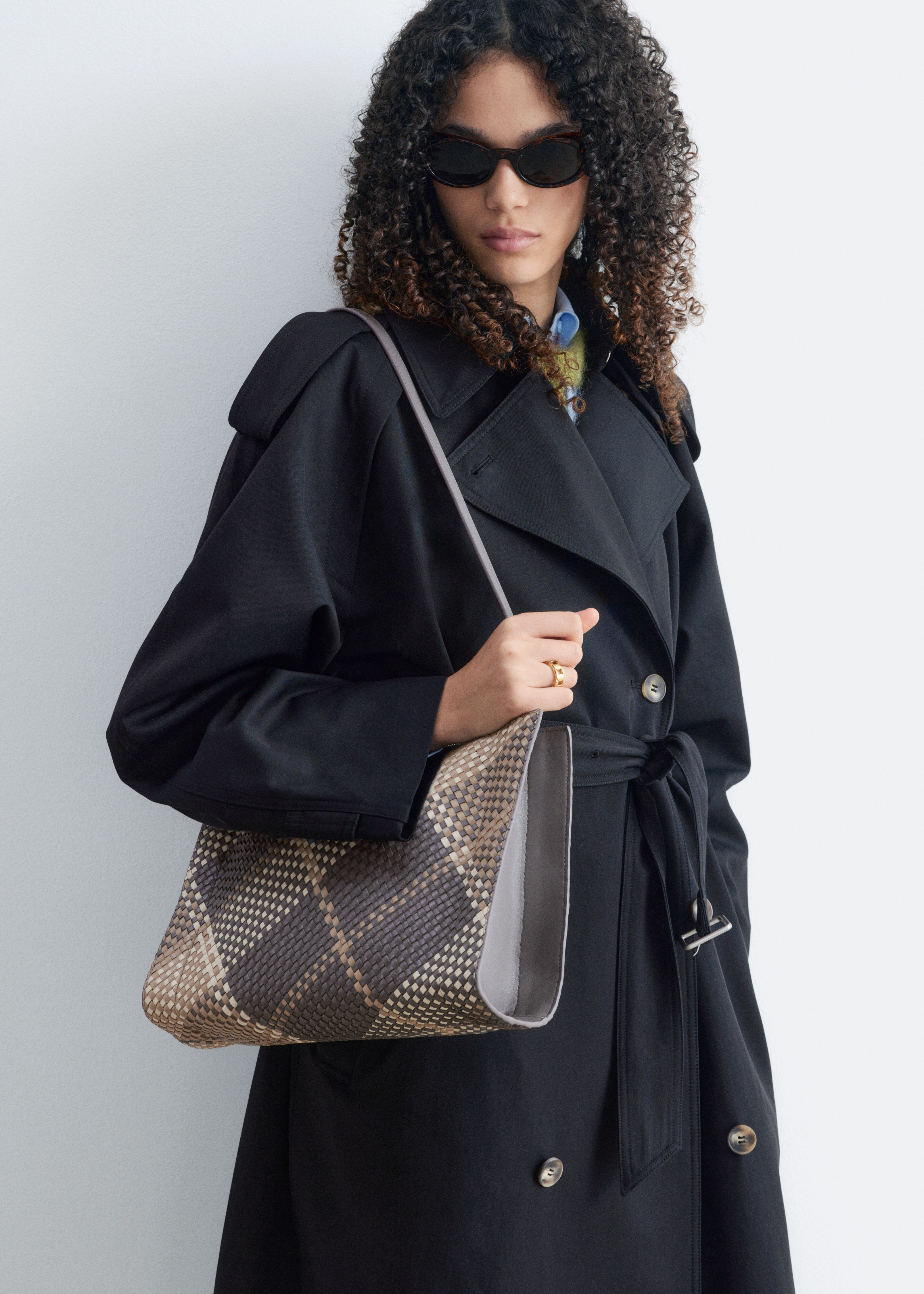 Skórzana pleciona torba crossbody - Szarobrązowy/plecionka/Brązowy/Niebieski/Brązowy/Mole