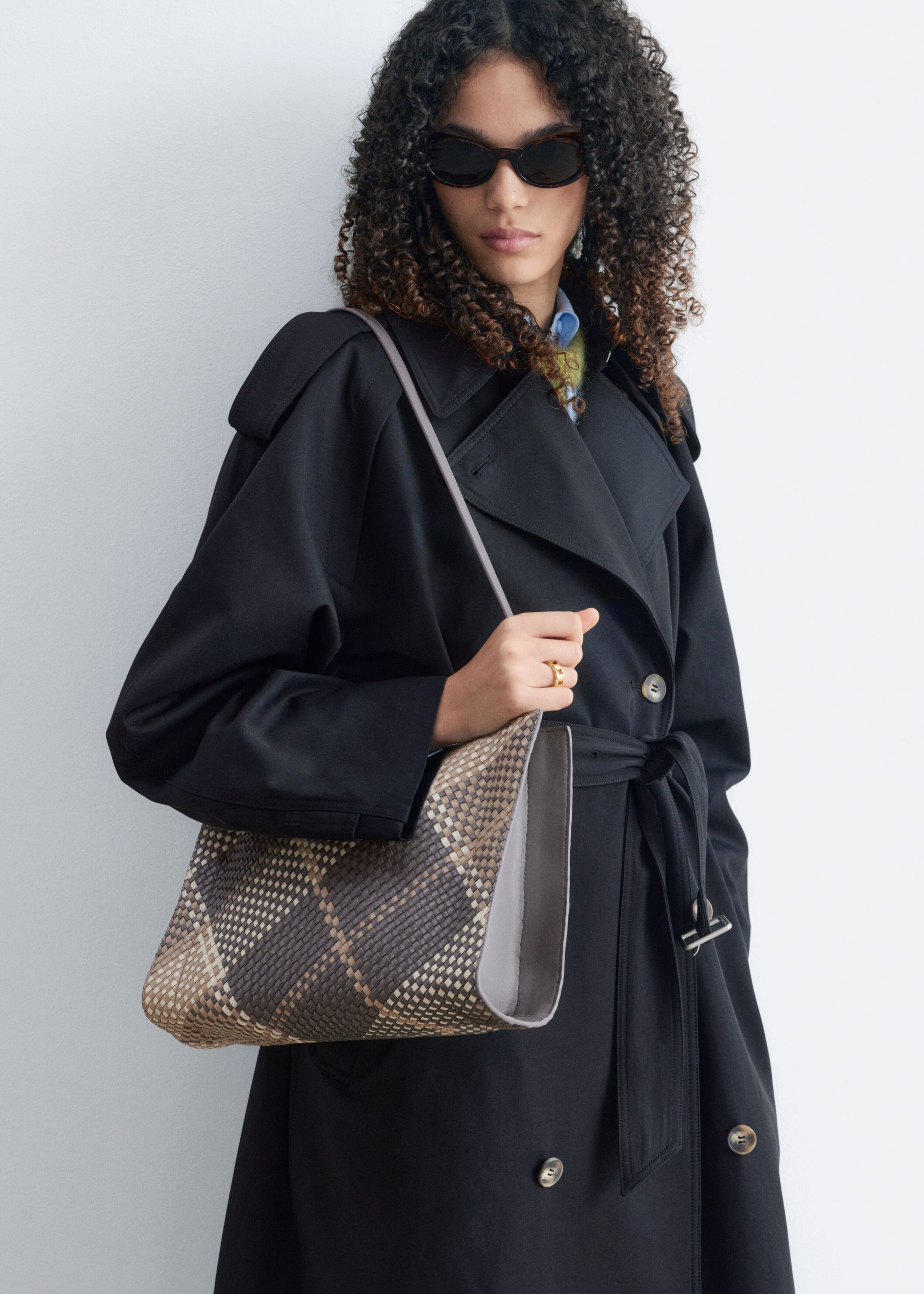 Braided Leather Crossbody Bag - Brown - Lookbook