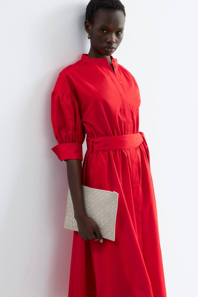 Cotton Maxi Dress-Red - 6