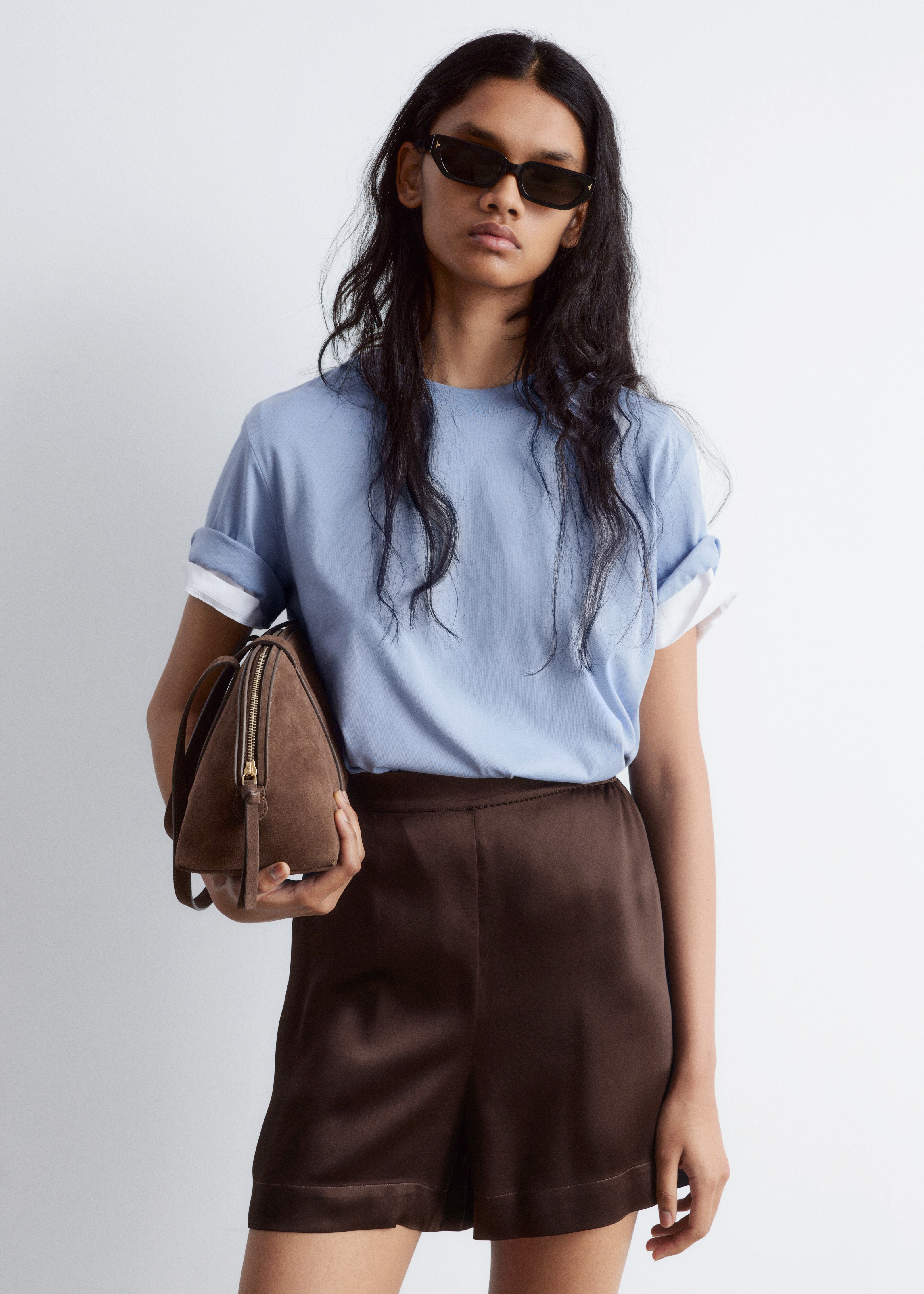 Szatén pull-on rövidnadrág - Sötétbarna/Sötét rózsaszín