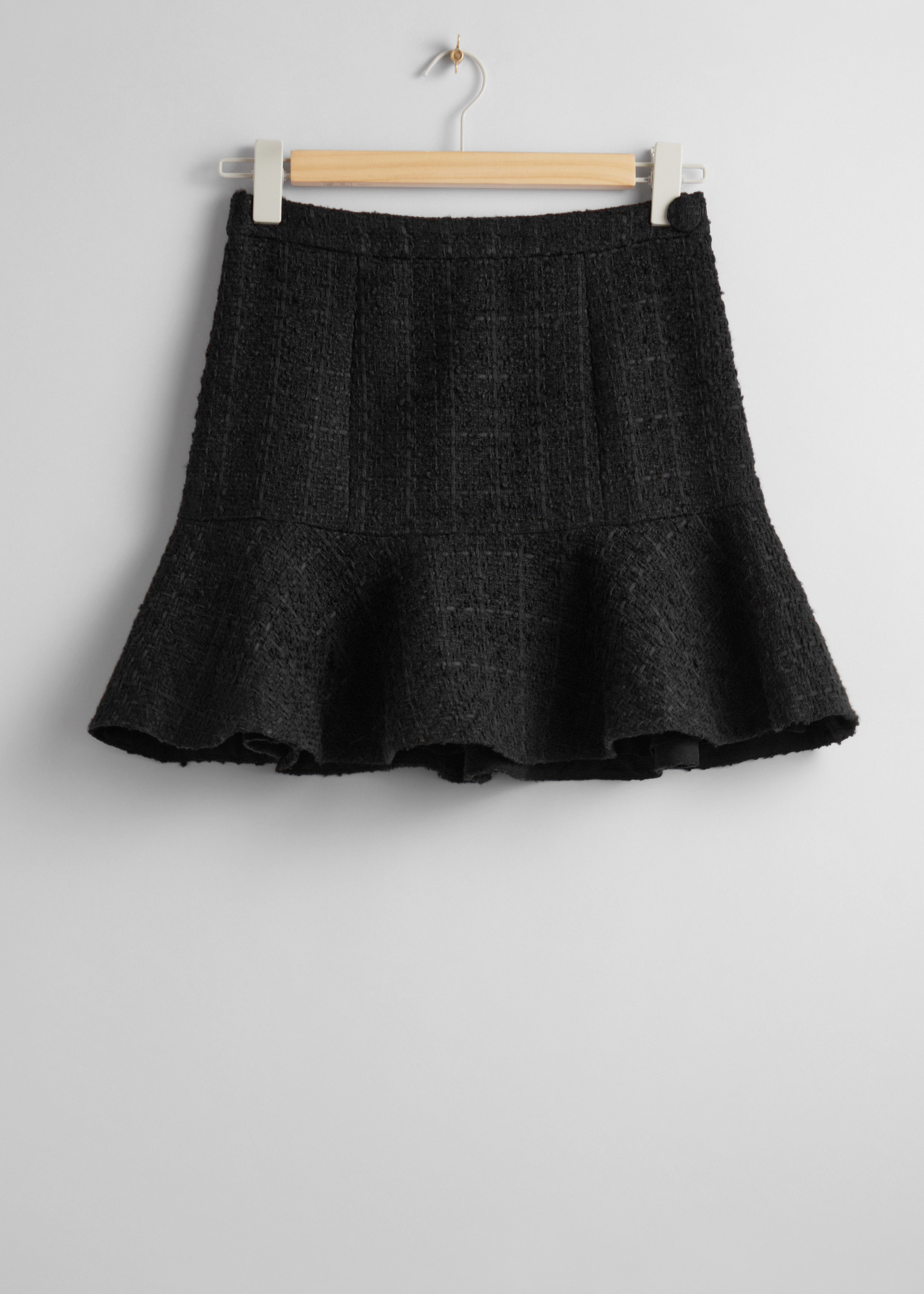 Ruffled Tweed Mini Skirt - Black Tweed - & Other Stories US