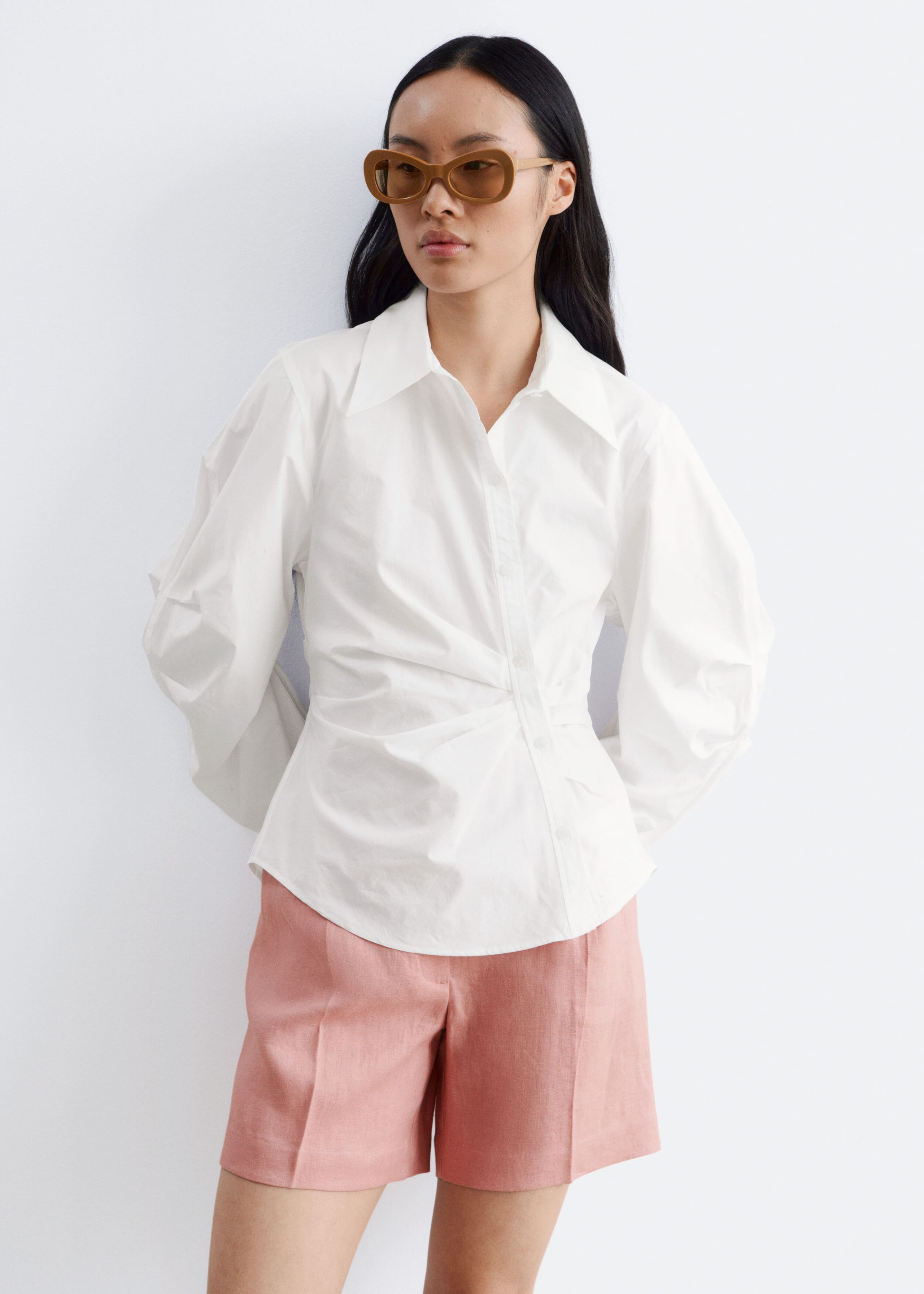 Camisa asimétrica de algodón - Blanco - Lookbook