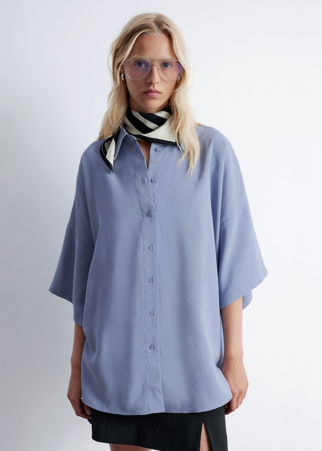 Image of Oversized Quarter-Sleeve Shirt