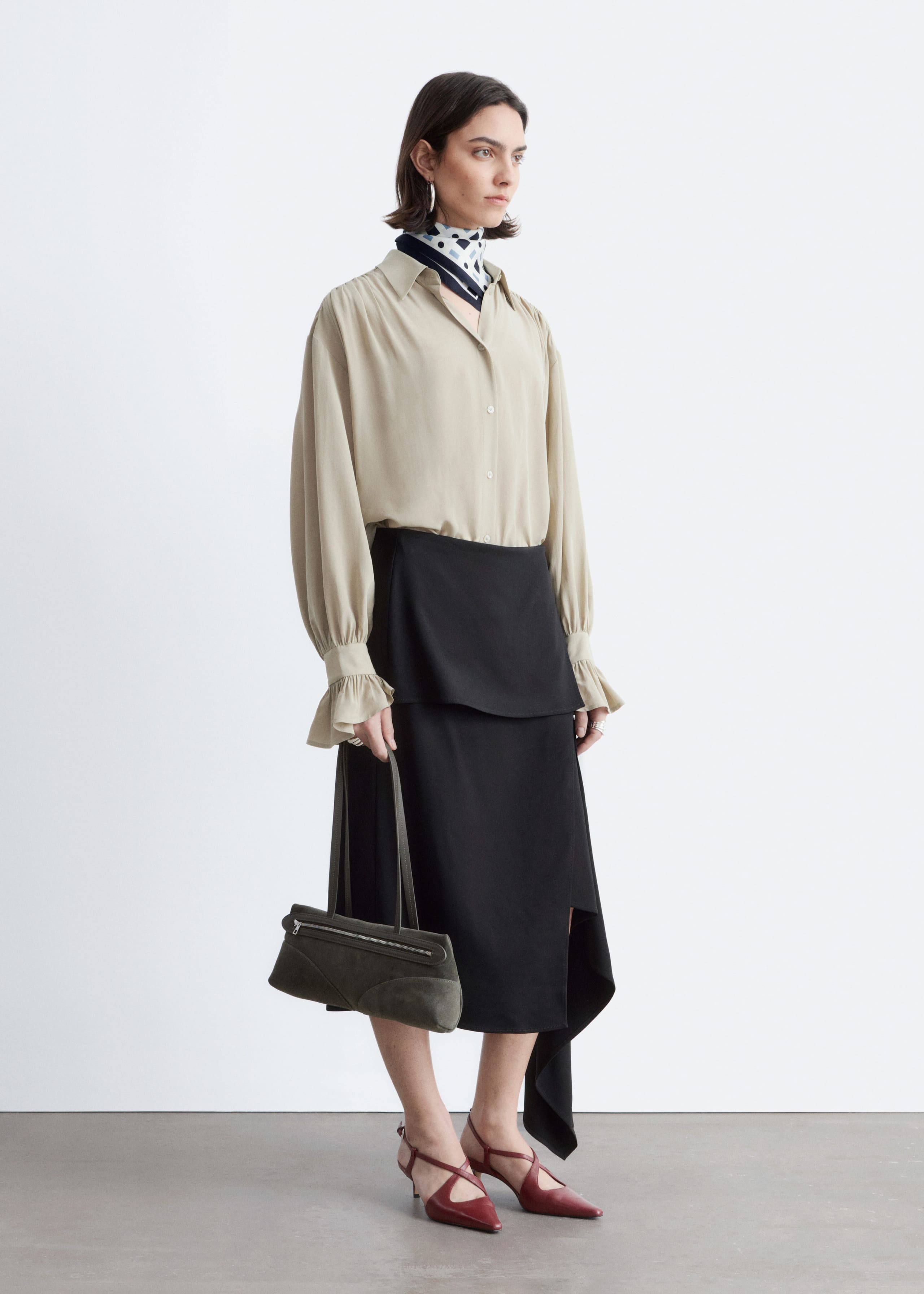 Image of Tie-Back Gathered Blouse