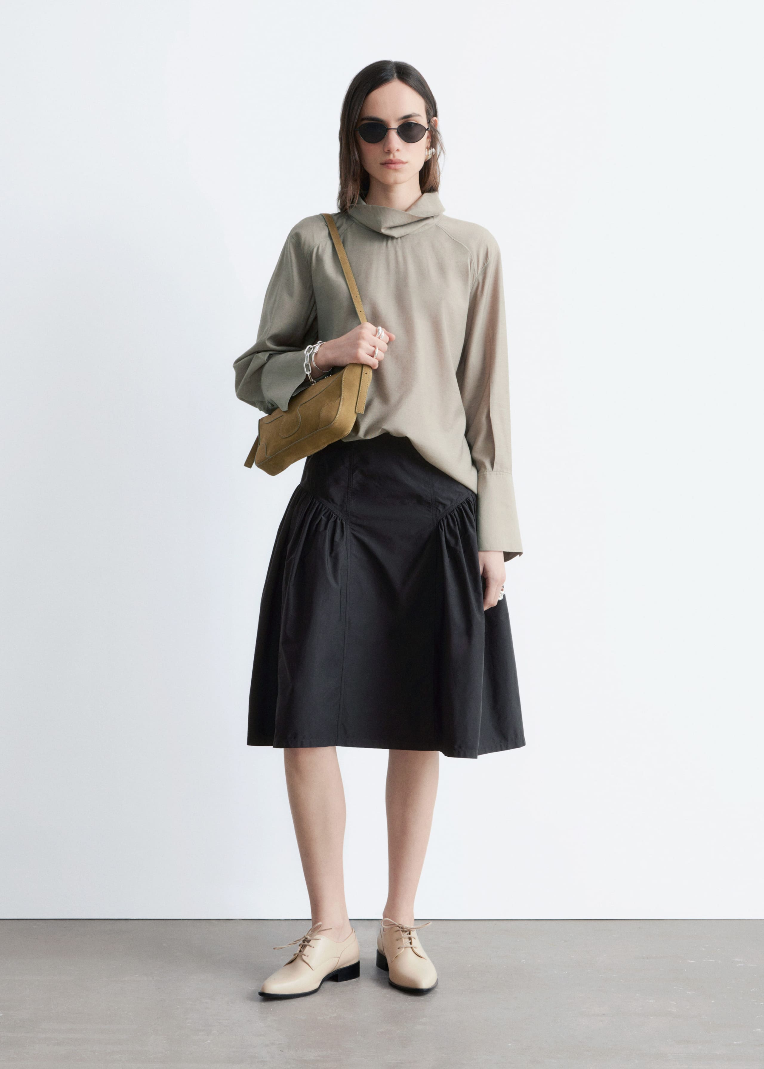 Image of Puff A-line Midi Skirt