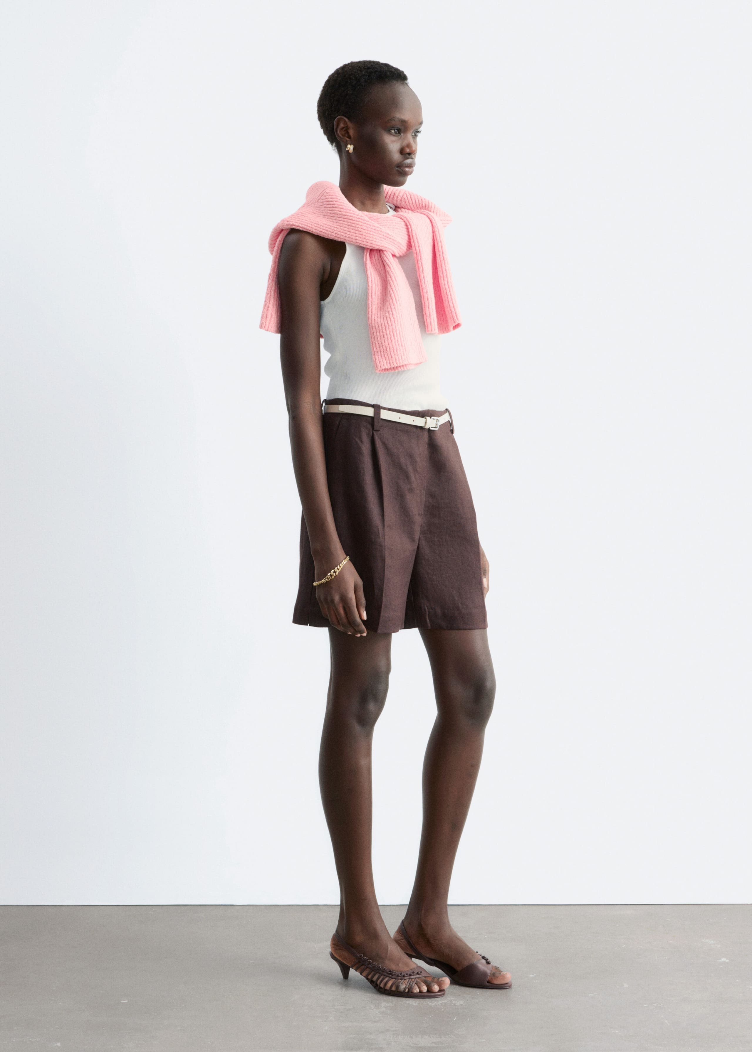 Image of Pleated Linen Shorts