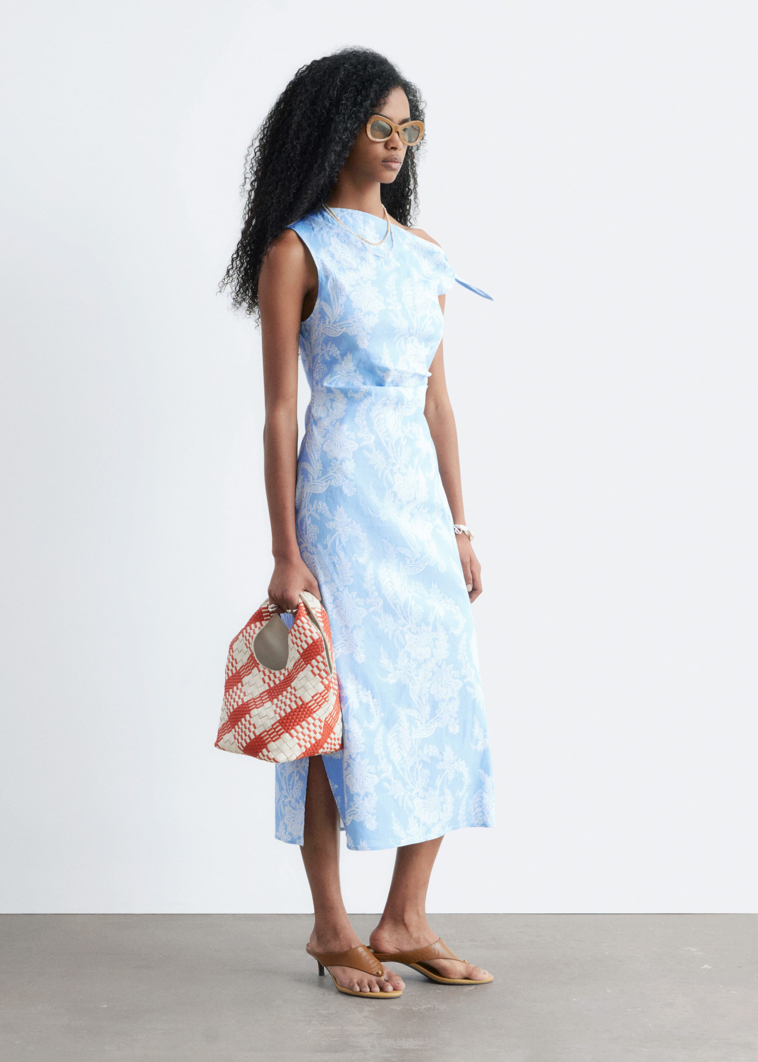 Image of Asymmetric Paisley Midi Dress