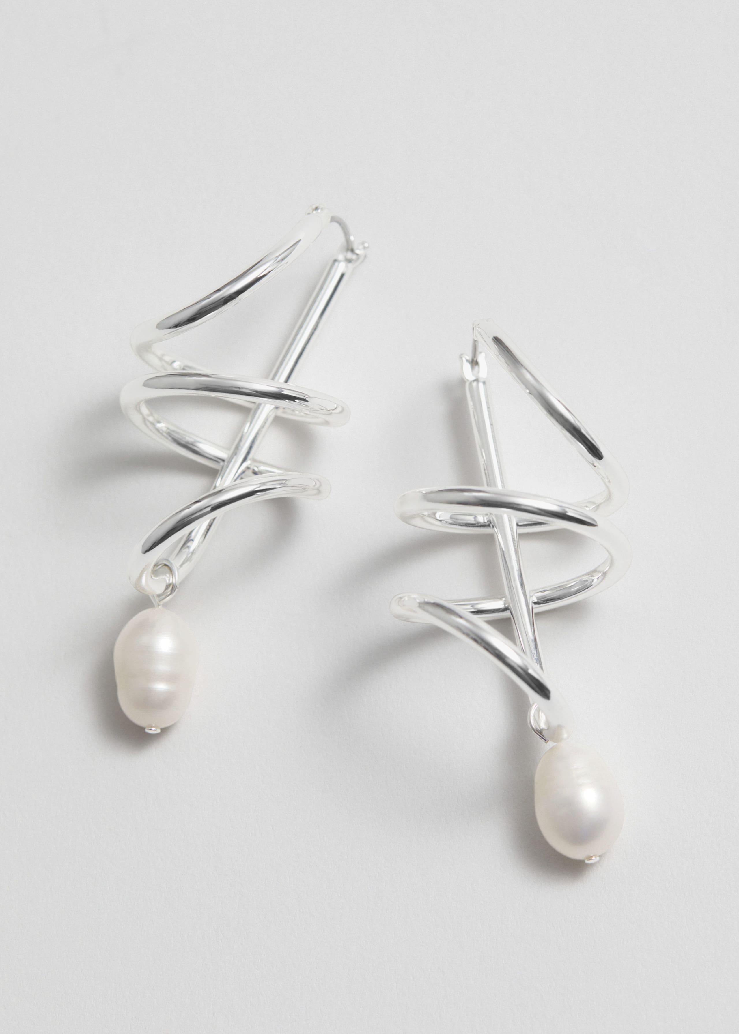 Swirl Pearl Earrings - Silver - Still Life
