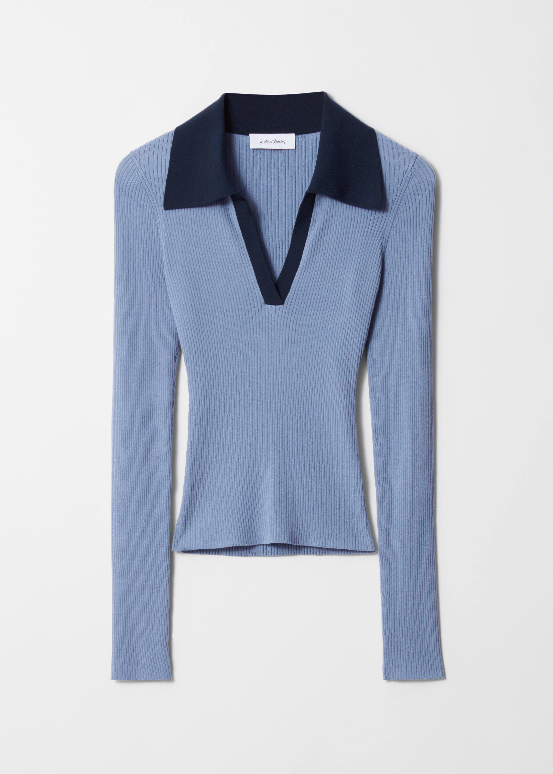 Visualizza immagine più grande: Maglia in stile polo a coste - Blu - DONNA | H&M IT 1