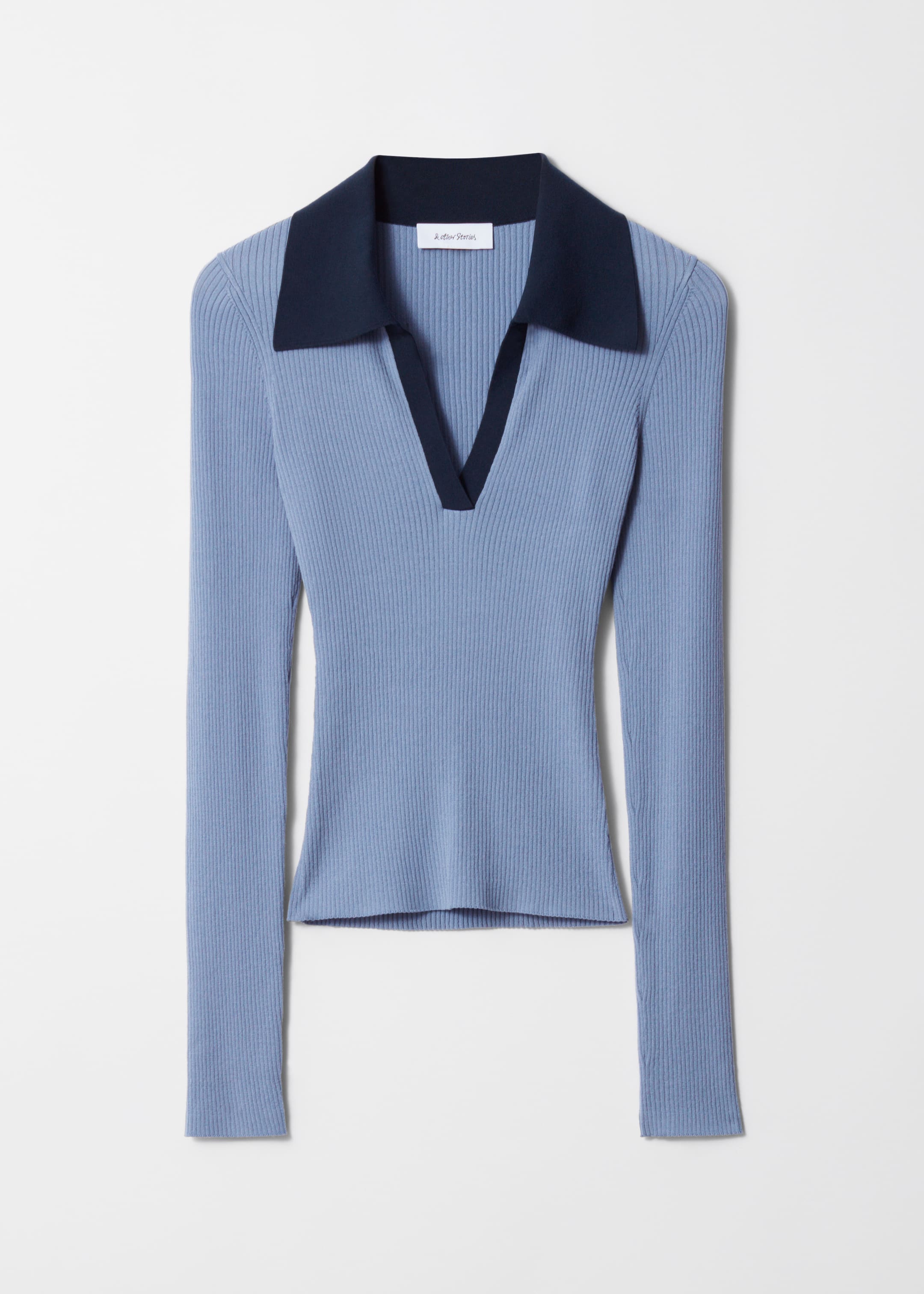 Grotere afbeelding bekijken: Geribbelde polotop - Blauw - DAMES | H&M NL 1