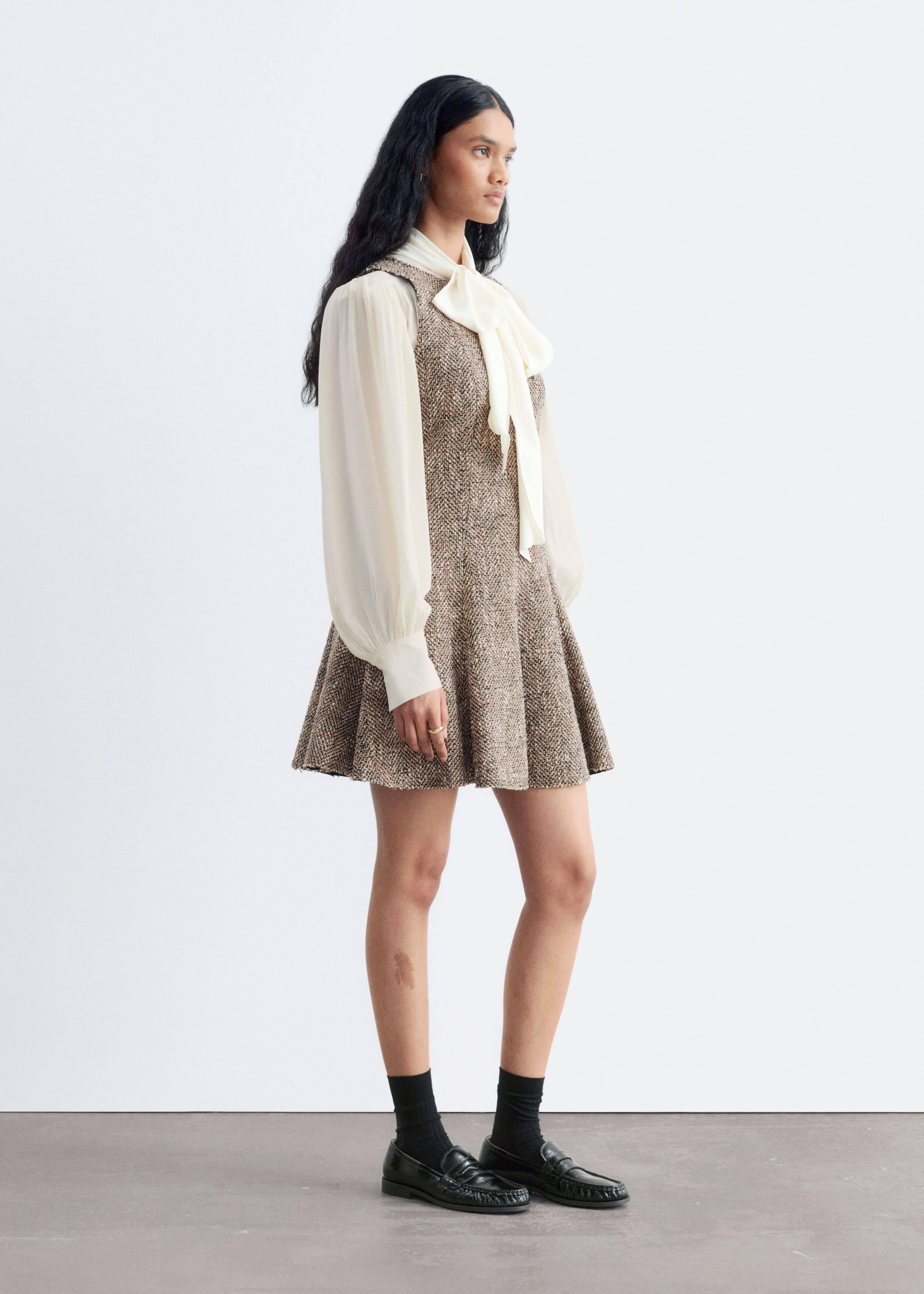 Raw-Edge Mini Dress - Mole Melange - Lookbook