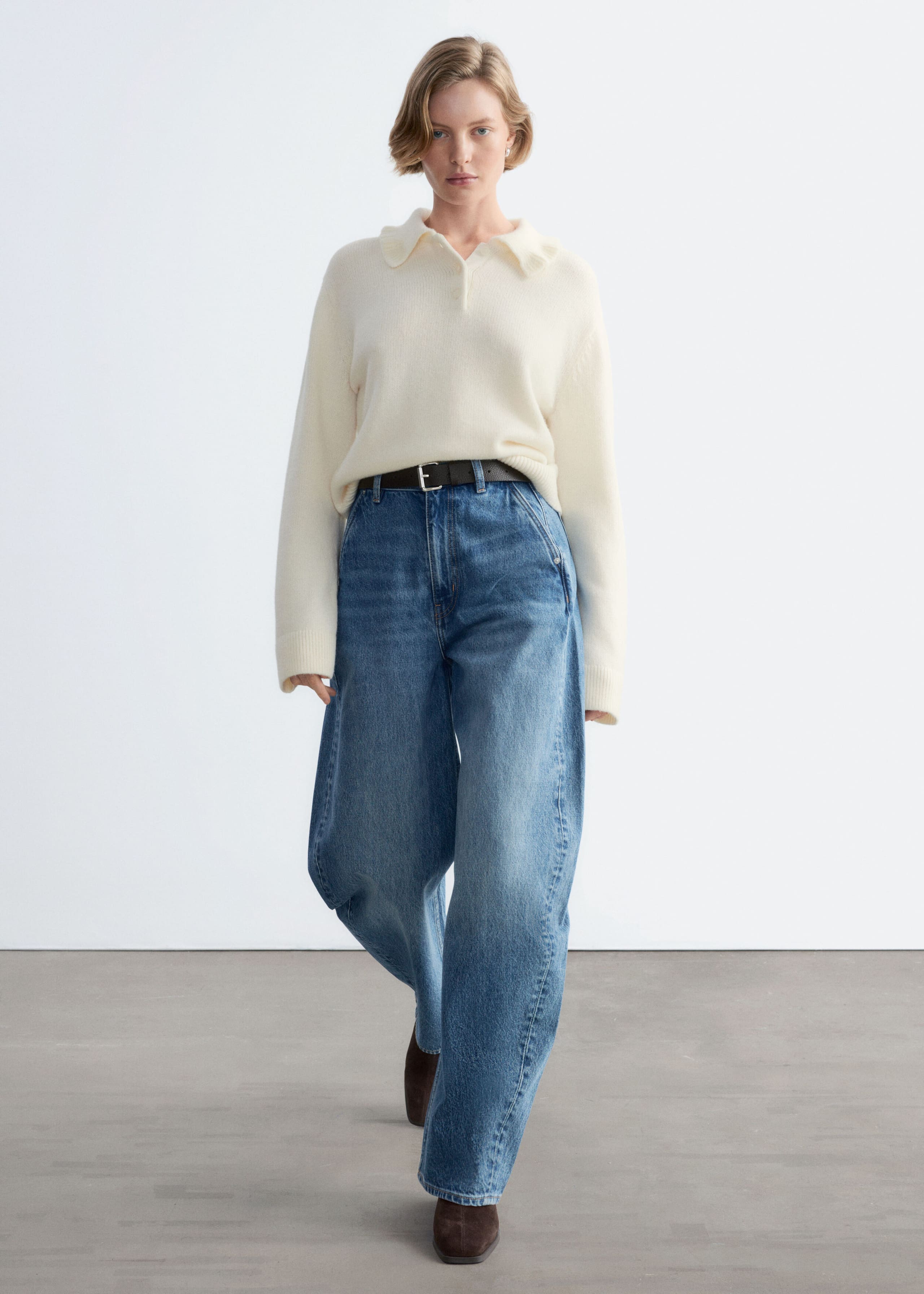 Pull à col volanté - Écru - Lookbook