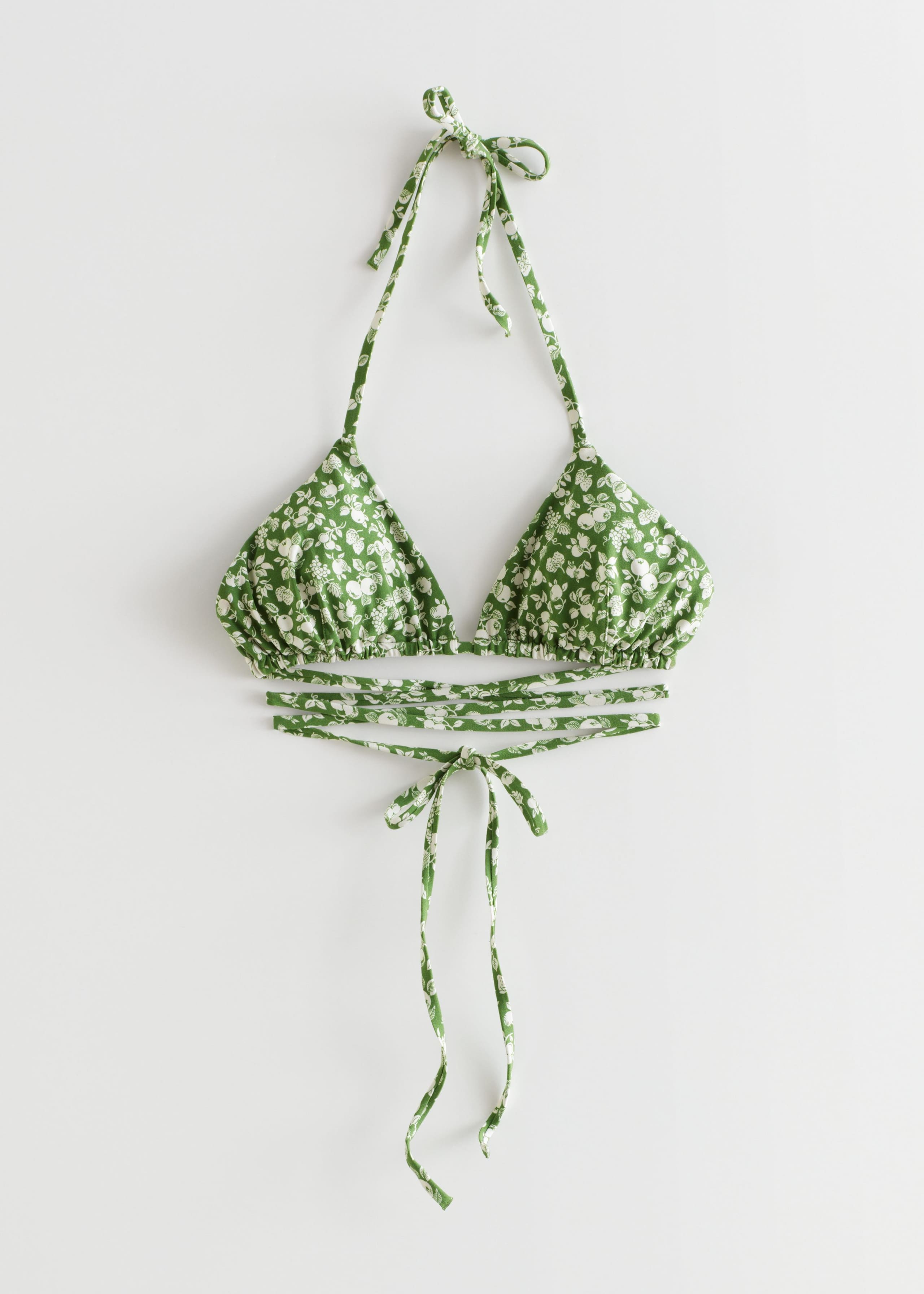 Criss-Cross Triangle Bikini Top - Fruit Print - Still Life