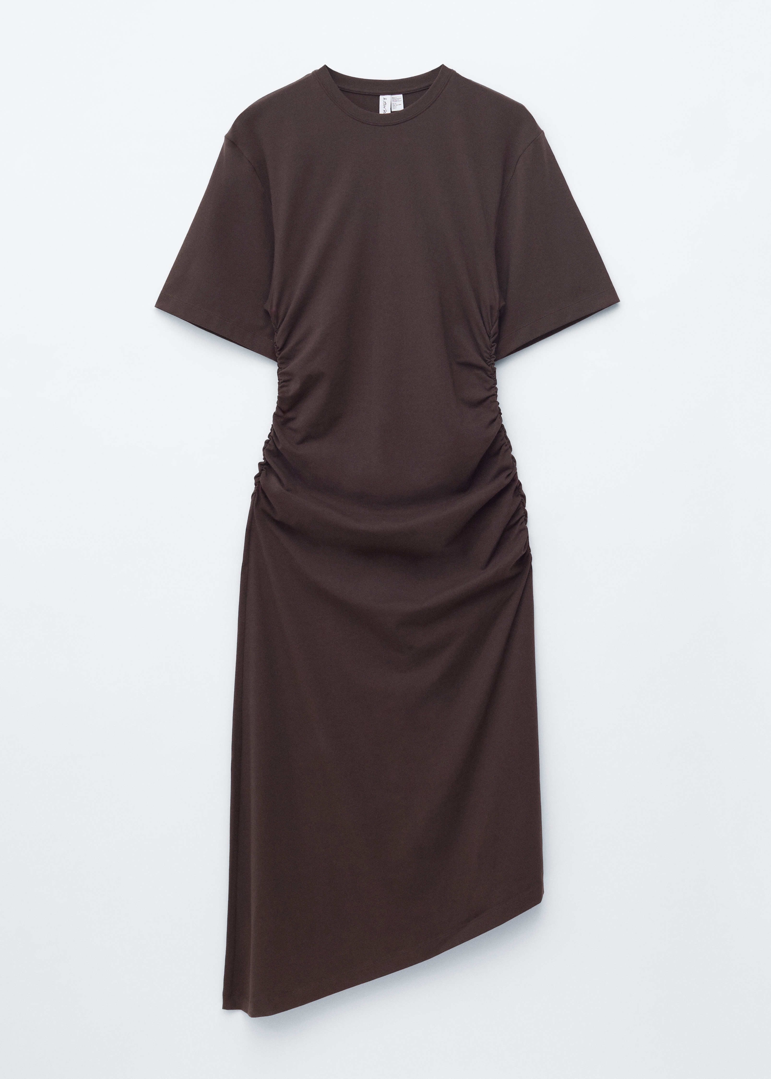 Asymmetric Midi T-Shirt Dress - Dunkelbraun/Hellgrau