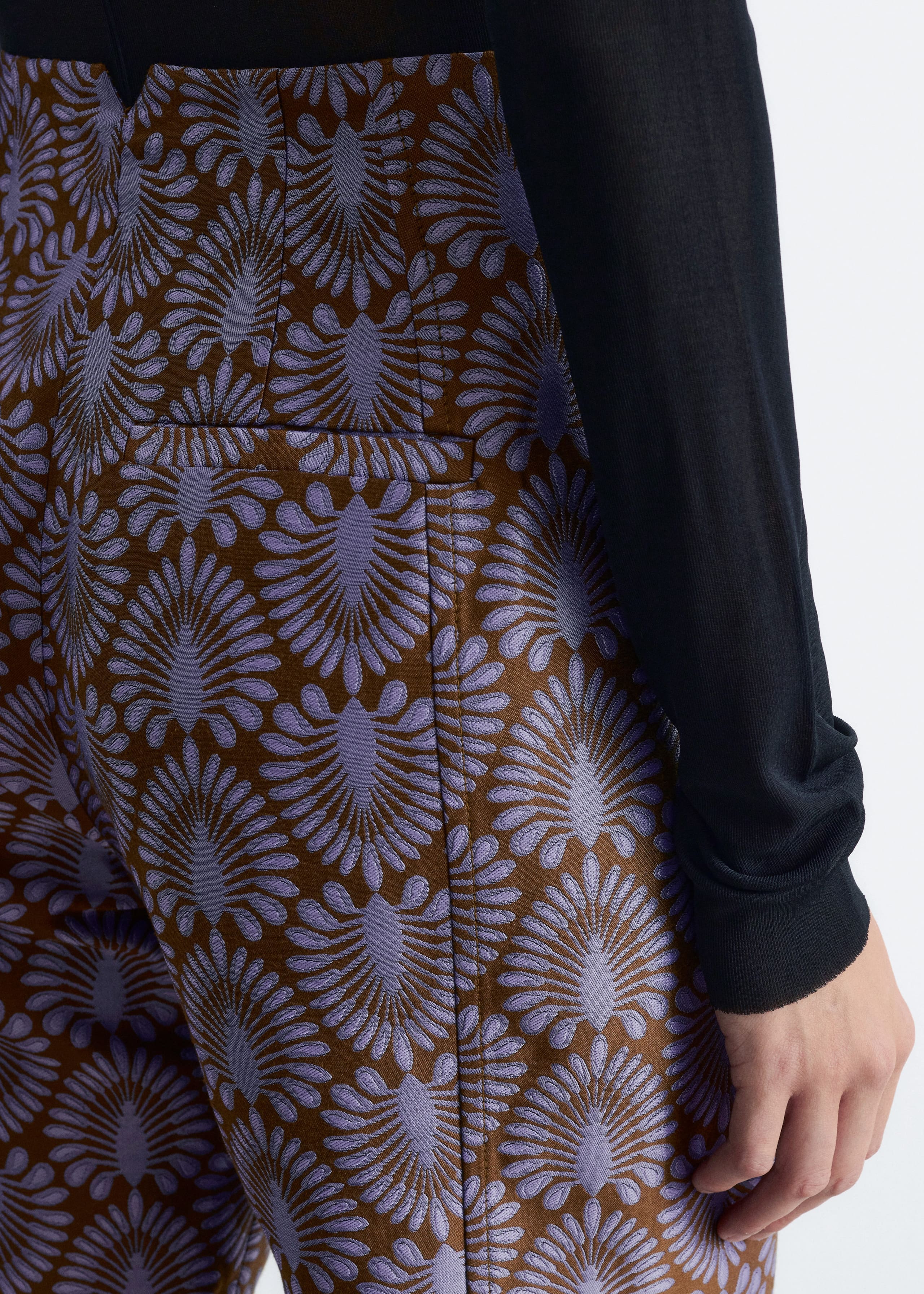 Image of Flared Satin Jacquard Trousers