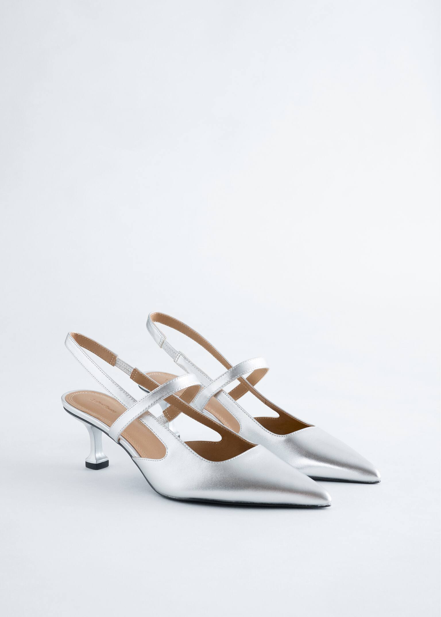 Escarpins à brides arrière - Argenté/Noir - 3