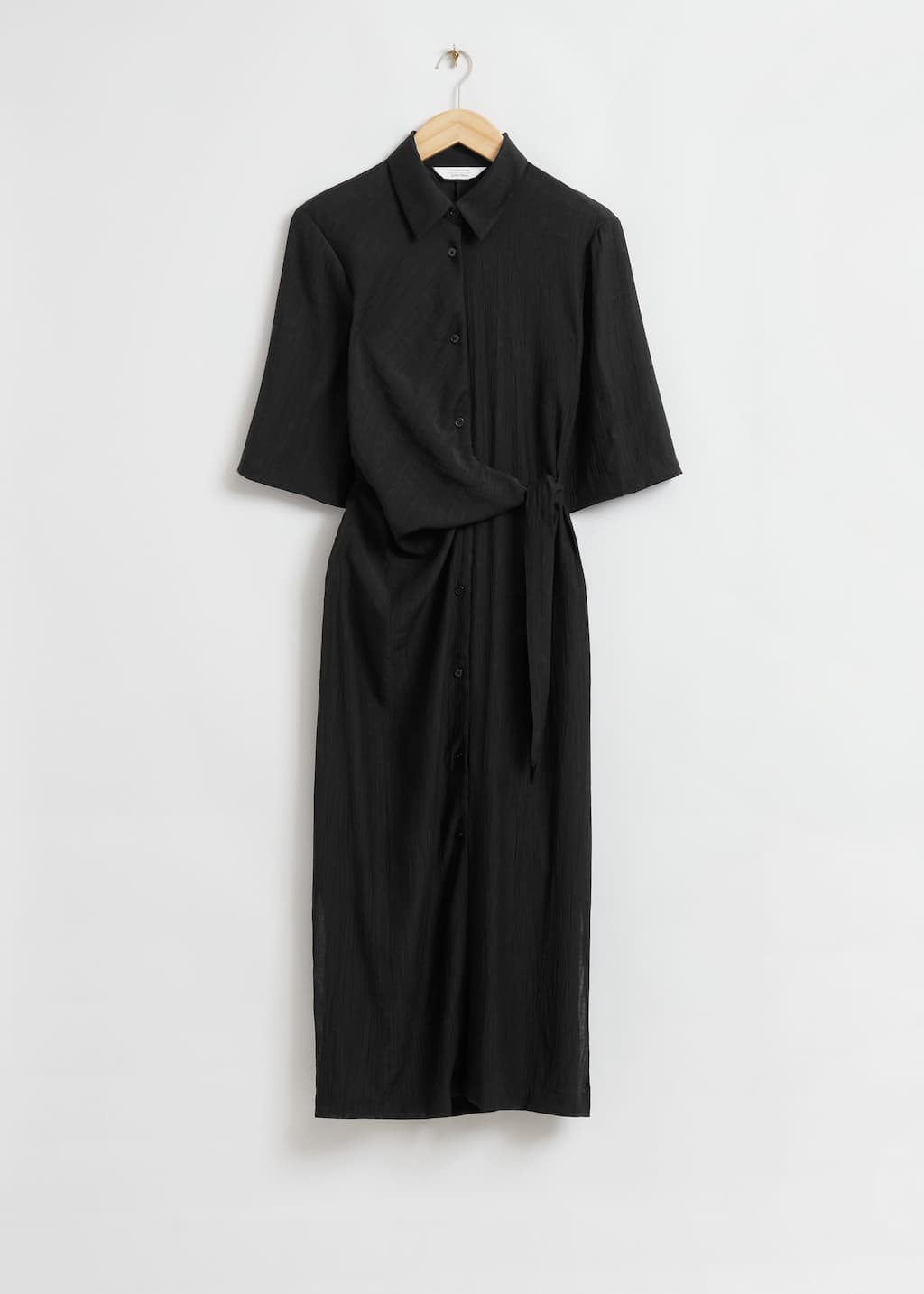 Slim-FitMidiShirtDress - Black - Bodegón
