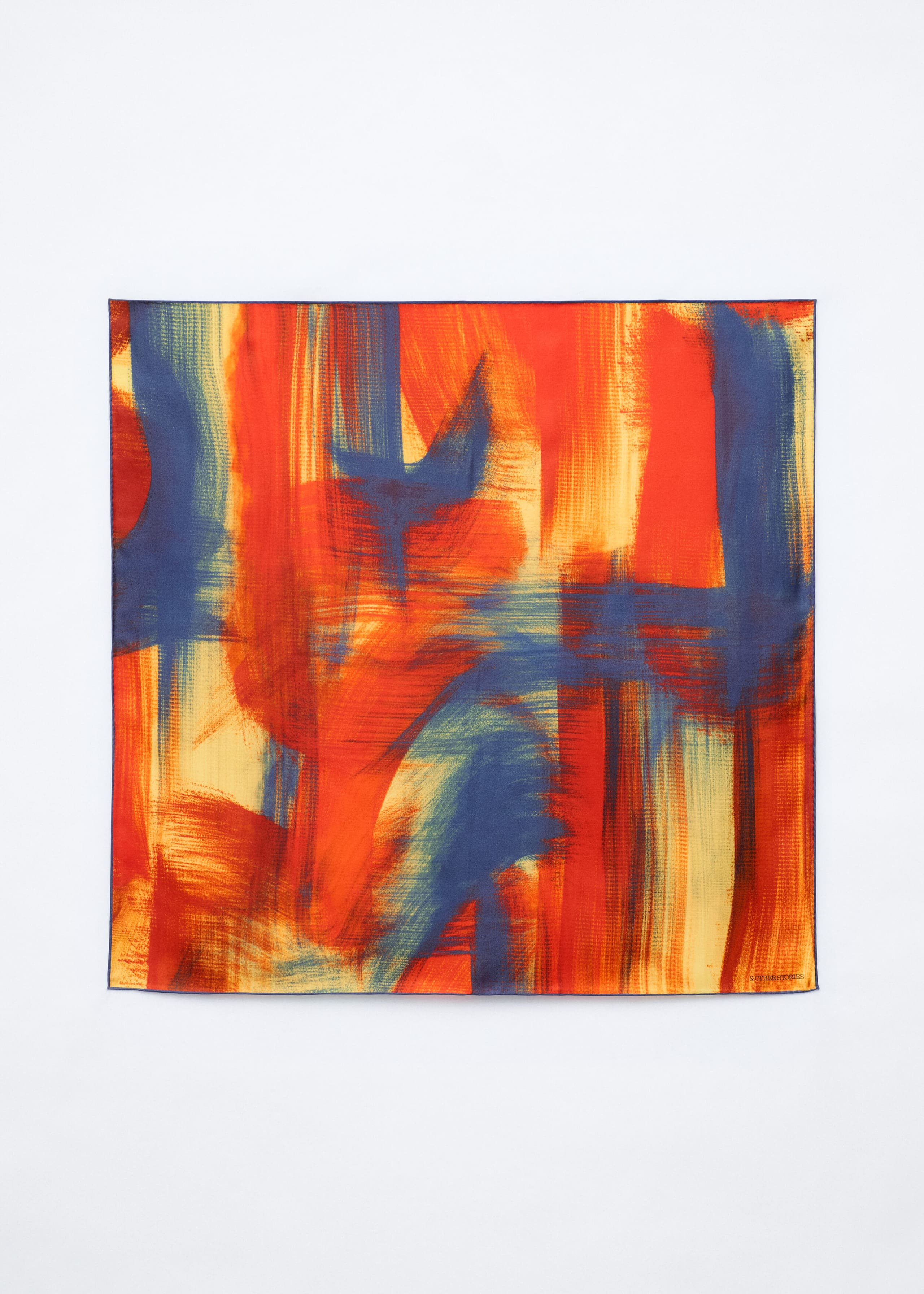 Brush Stroke Silk Scarf - Red/Blue/Yellow - Still Life