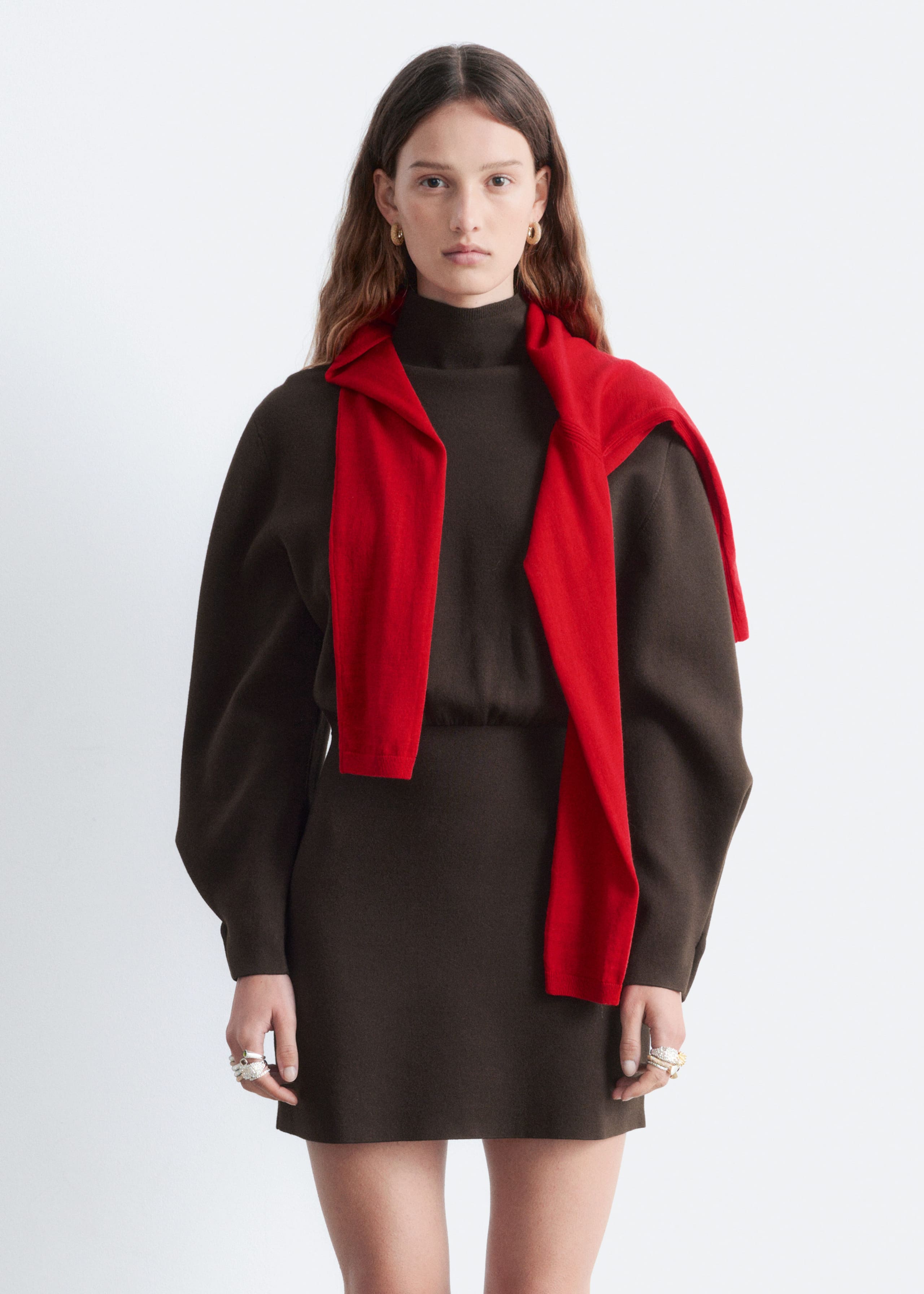 Image of Knitted Mock-Neck Mini Dress