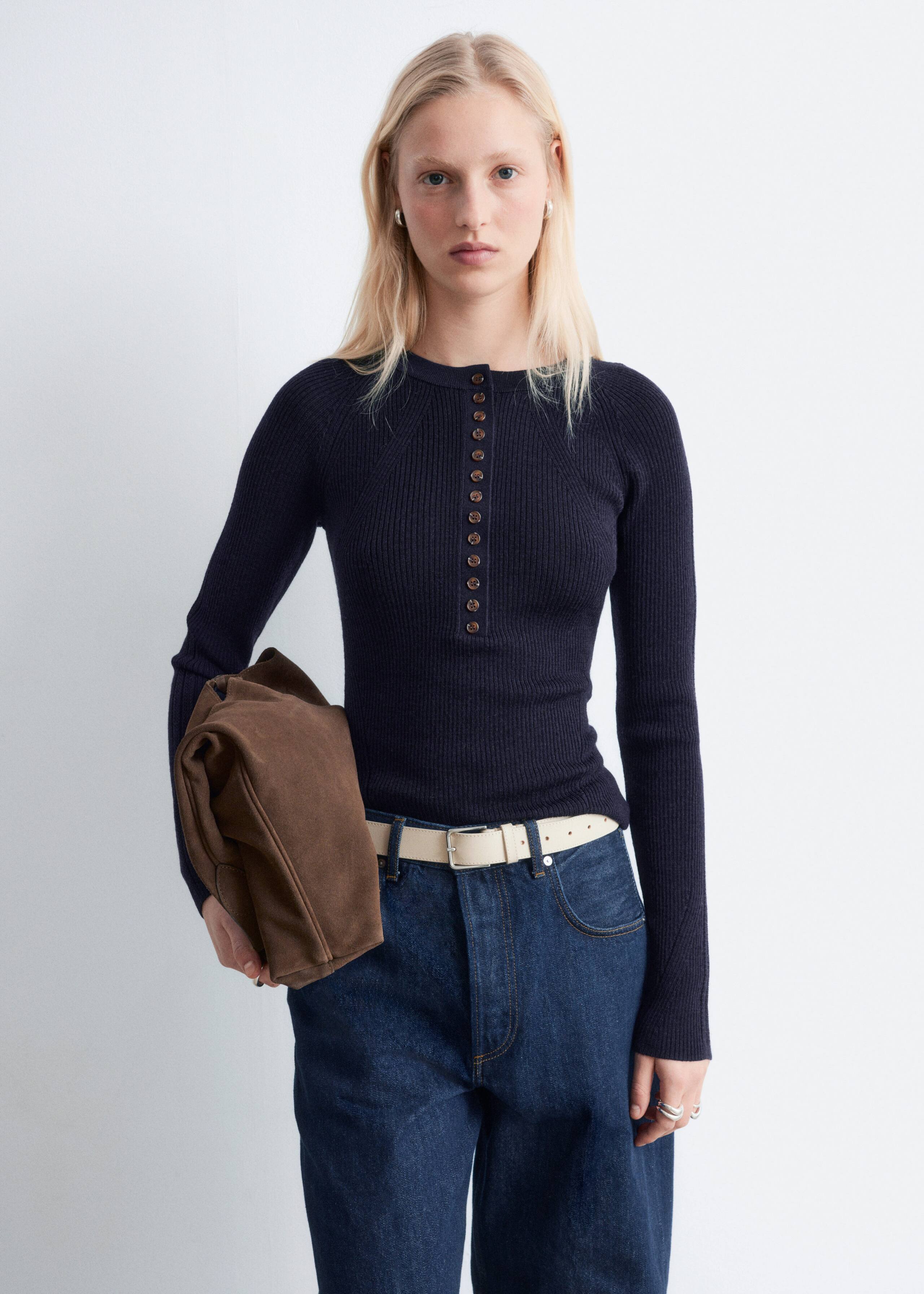 Image of Half-Placket Wool Top