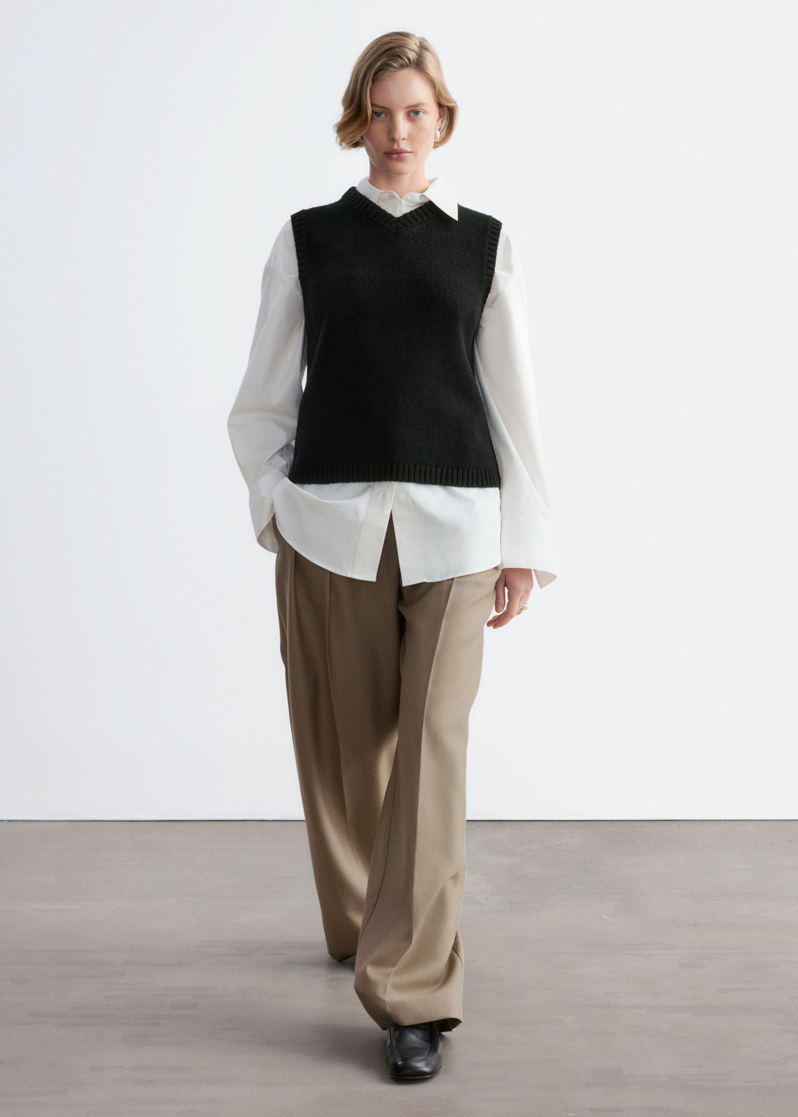 Débardeur en maille de laine et de coton - Noir - Lookbook