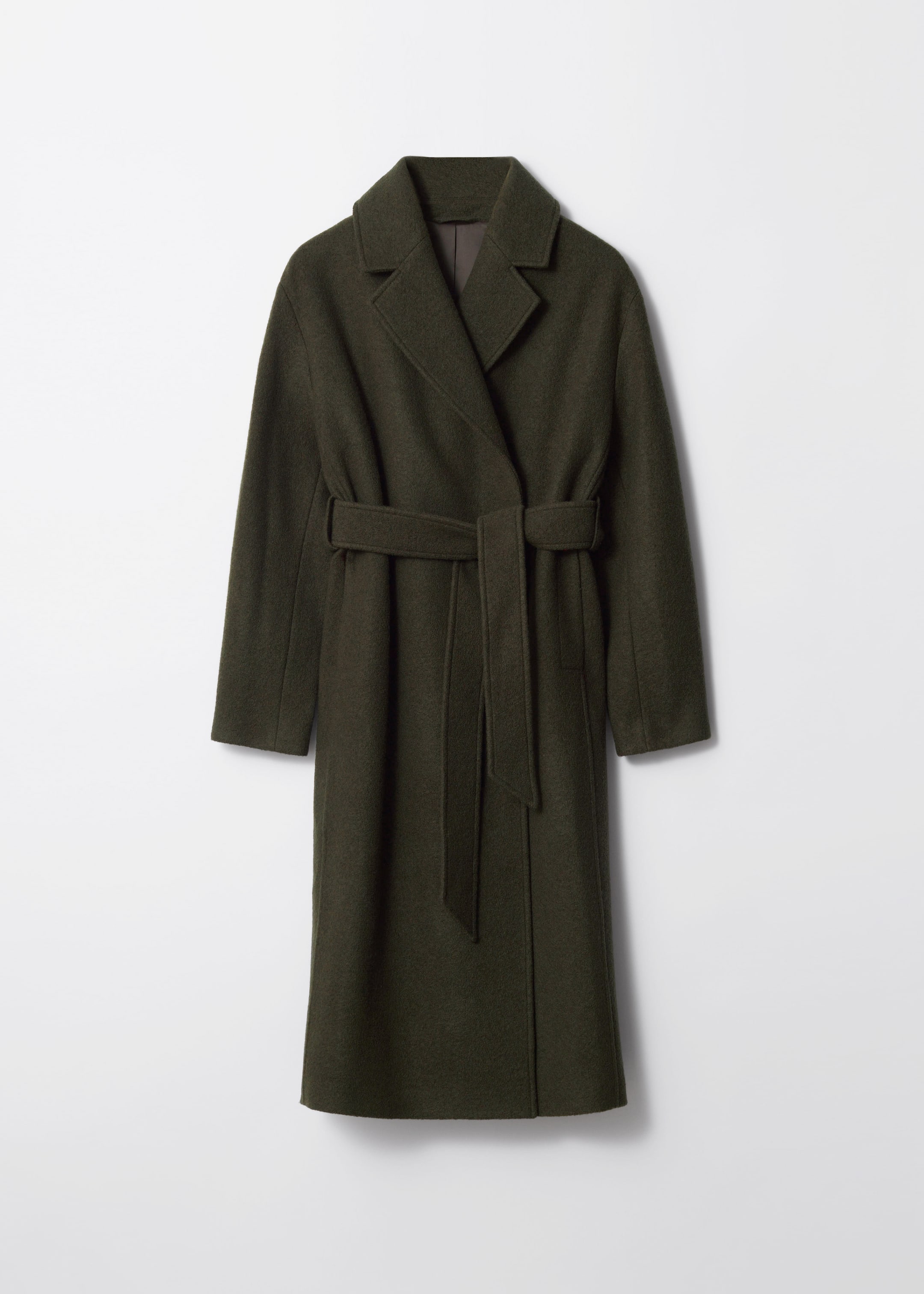 Visa större bild: Dubbelknäppt kappa i ull - Mörk khaki - DAM | H&M SE 1
