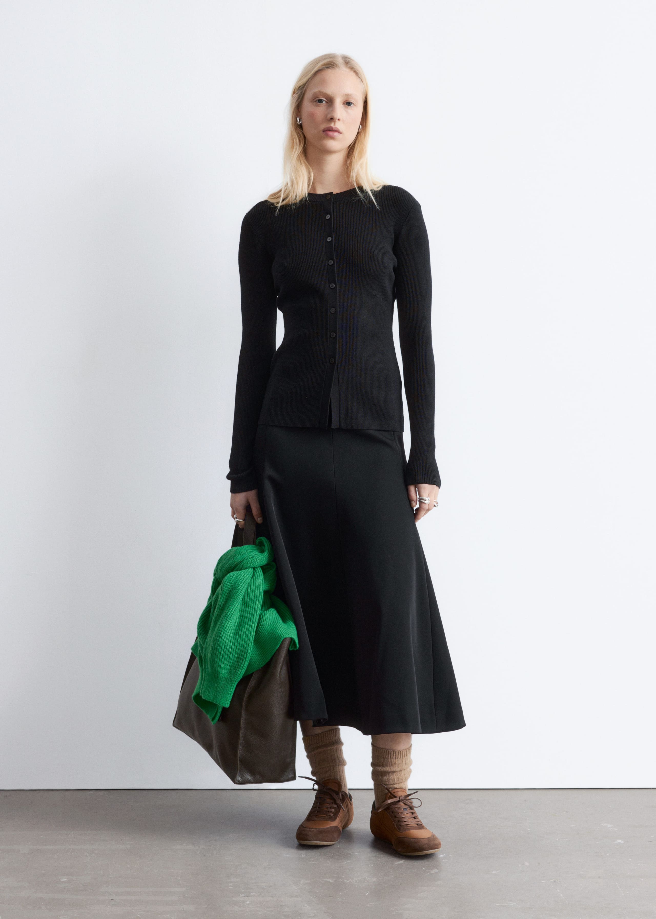 Image of Rib-Knit Merino Wool Cardigan