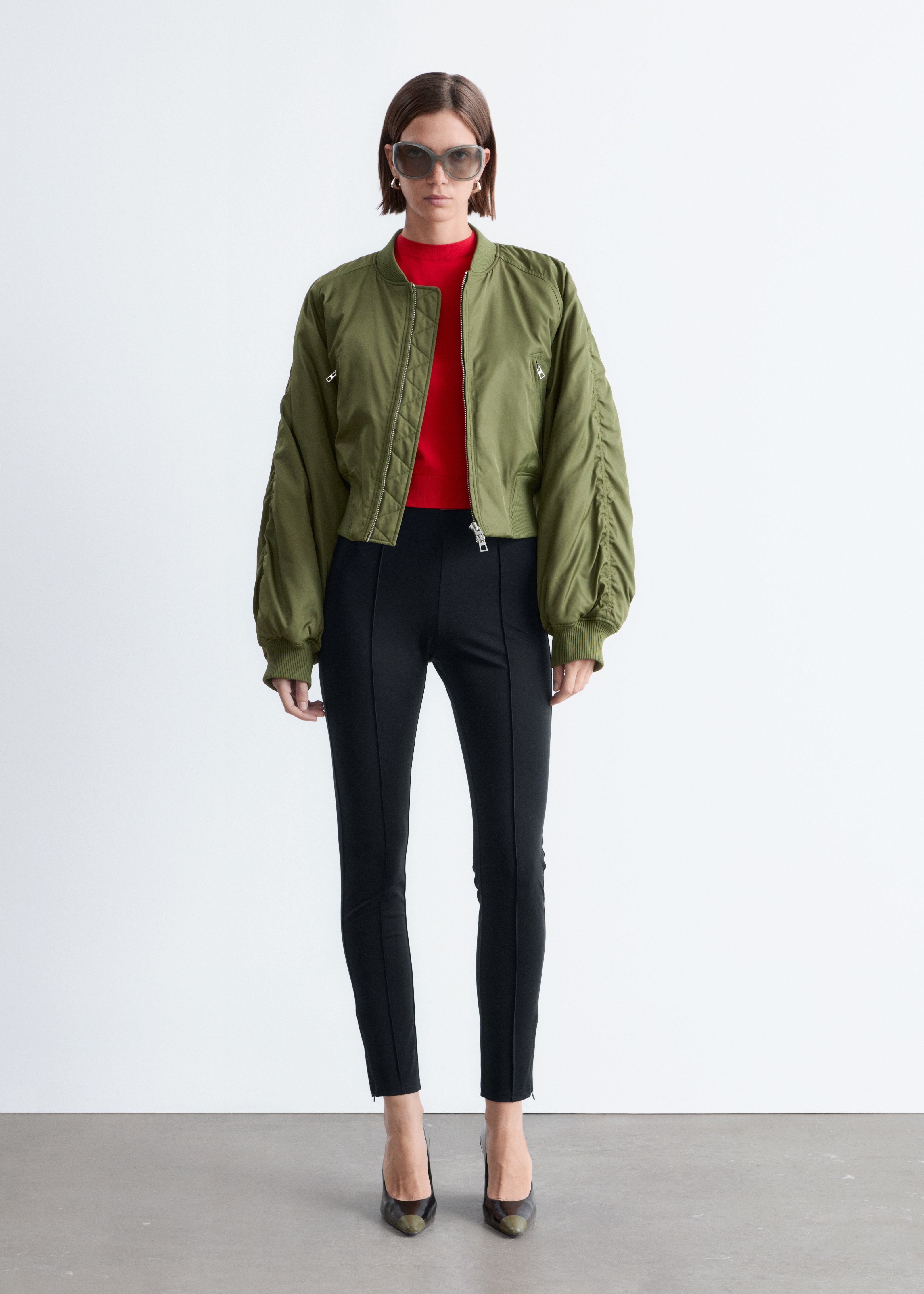 Jersey-leggings med biselæg - Sort