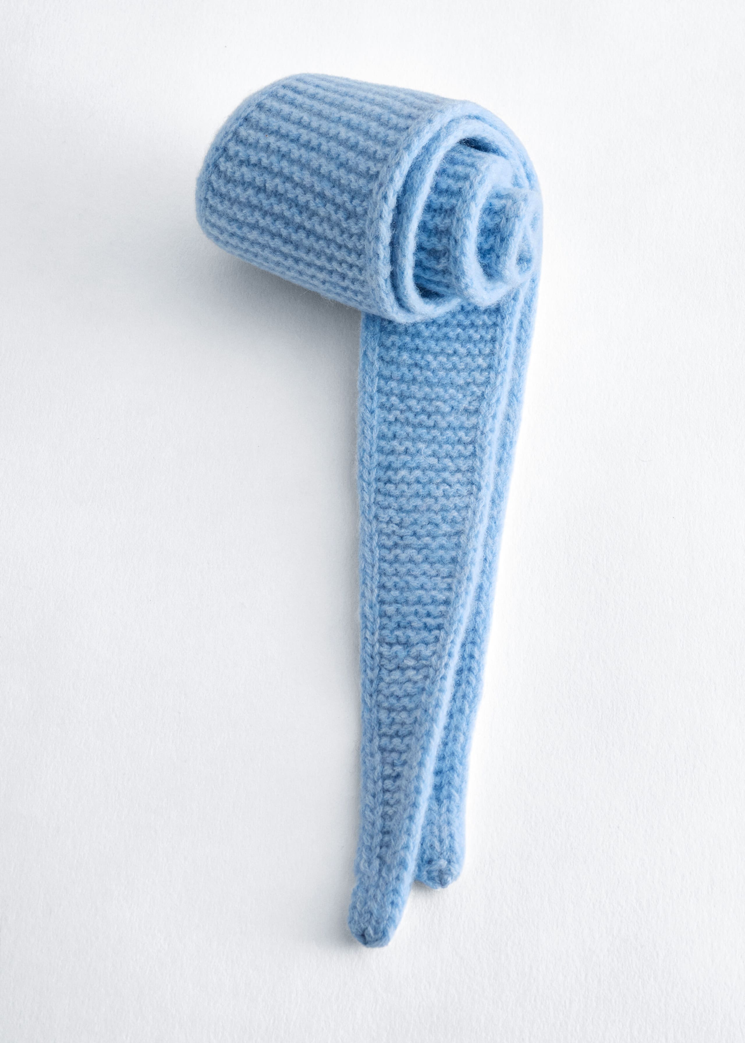 Garter Knit Wool Scarf - Light Blue - Still Life