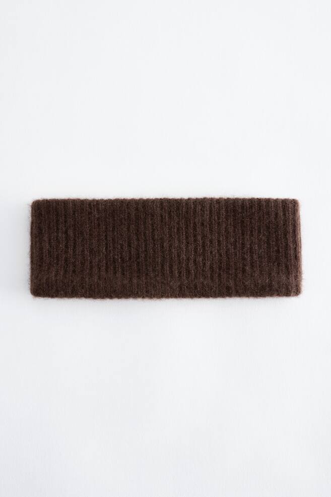 Cashmere Ribbed Headband - Dark Brown/Red/Grey Melange - 1