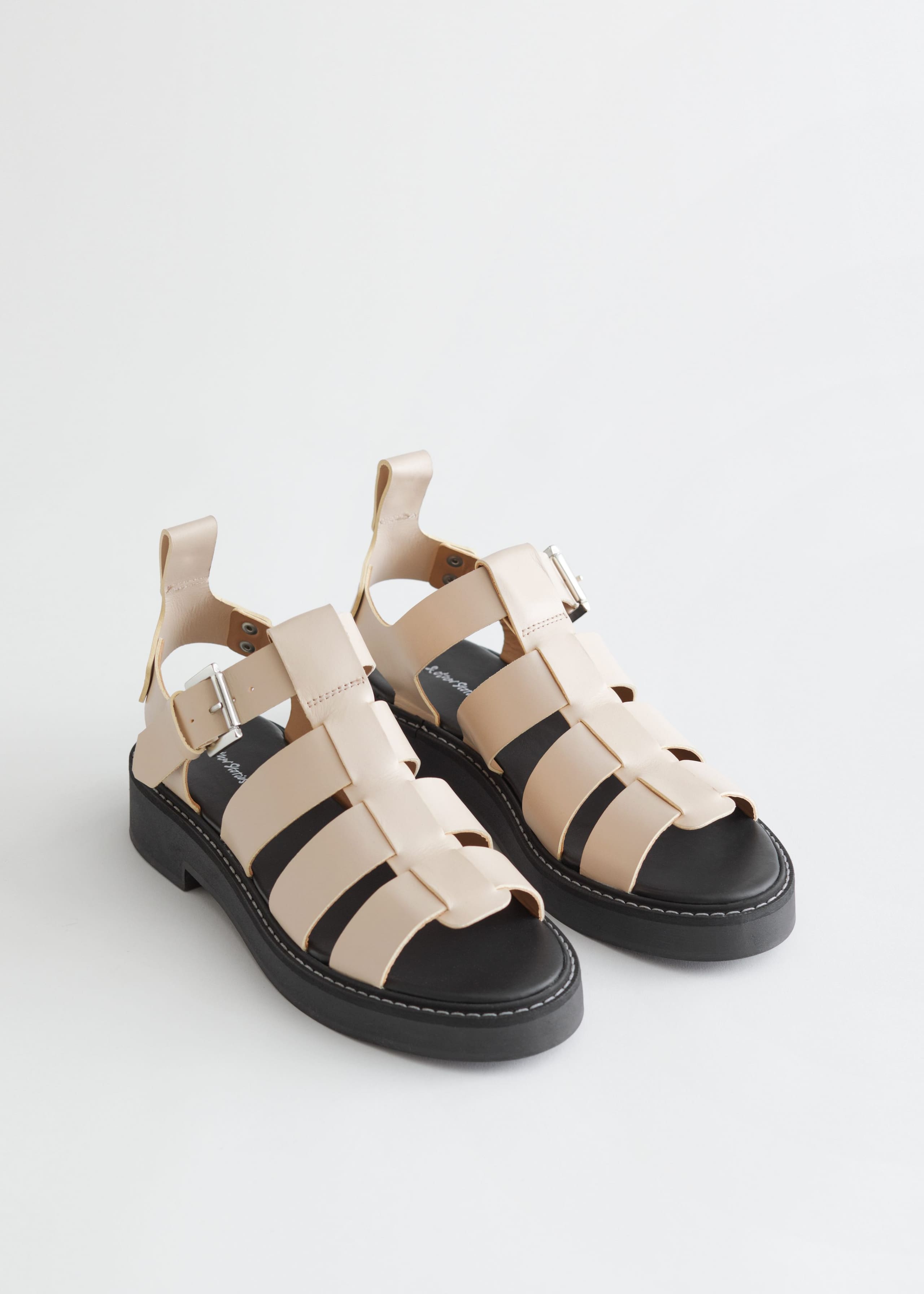 Chunky Leather Gladiator Sandals - Beige - Bodegón