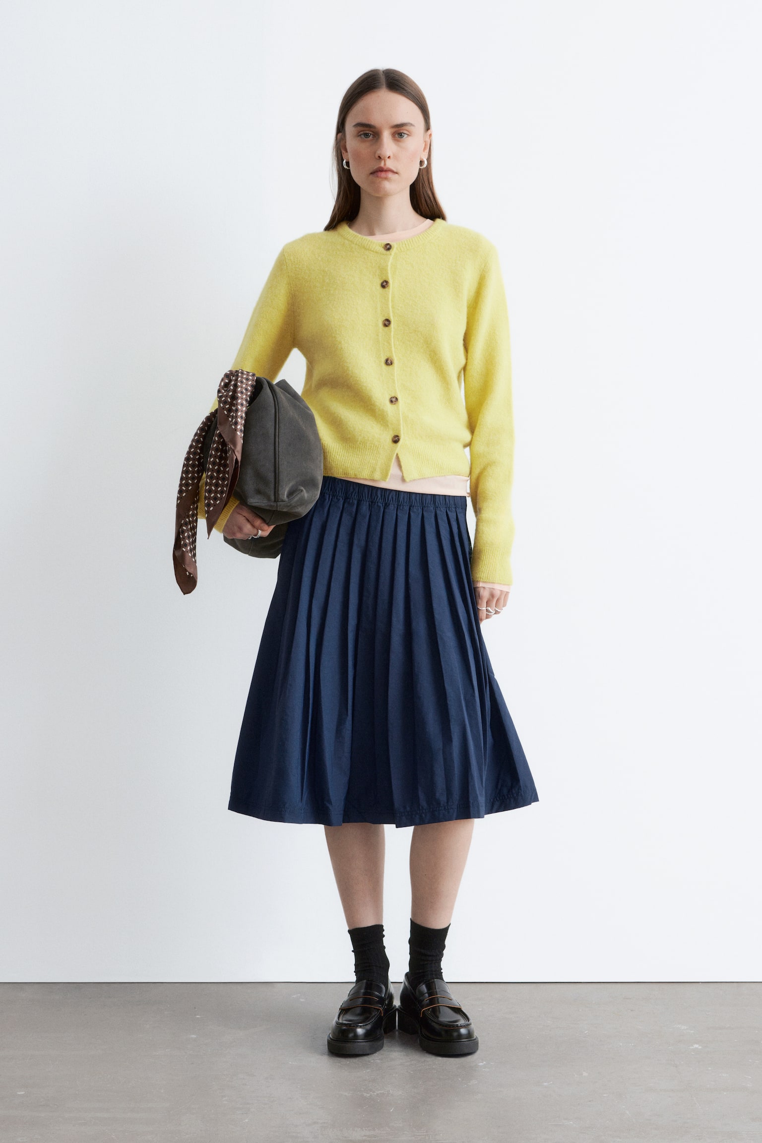 Casaco de malha de mistura de alpaca - Amarelo/Castanho escuro/Laranja - 1