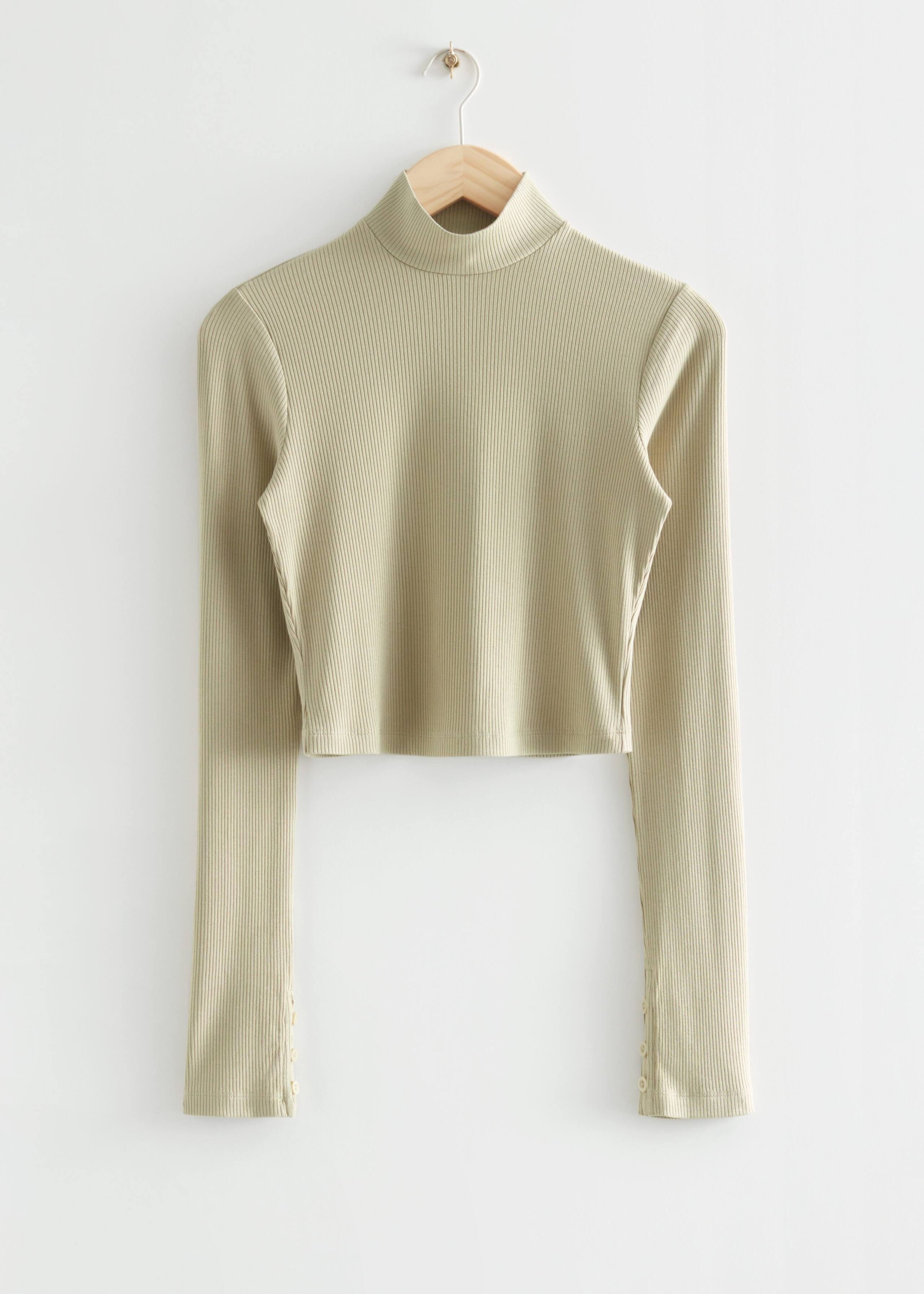 Cropped Mock Neck Top - Blue - Still Life